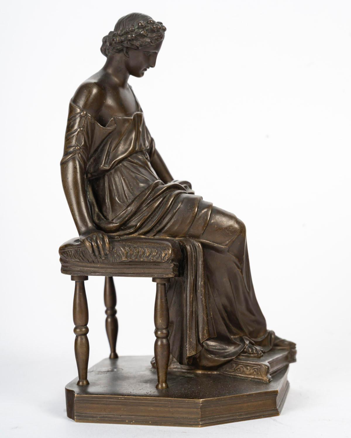 Scultura in bronzo di una donna seduta, timbrata da Barbedienne, Napoleone III. in vendita 1