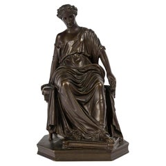 Scultura in bronzo di una donna seduta, timbrata da Barbedienne, Napoleone III.