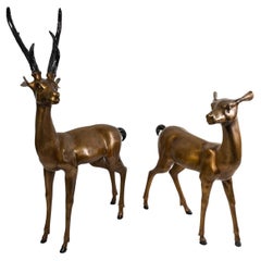 Bronze Sculpture of a Stag and a Doe