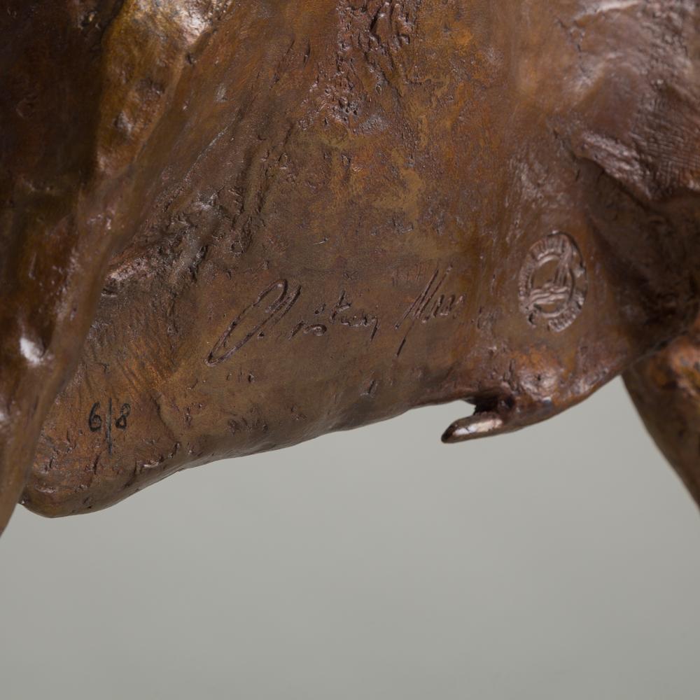 Brutalist Bronze Sculpture of a Standing Bull by Christian Maas