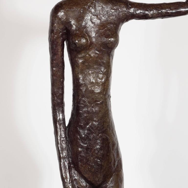 Modern Bronze Sculpture of a Standing Nude by L. Salzmann, American, circa 1970