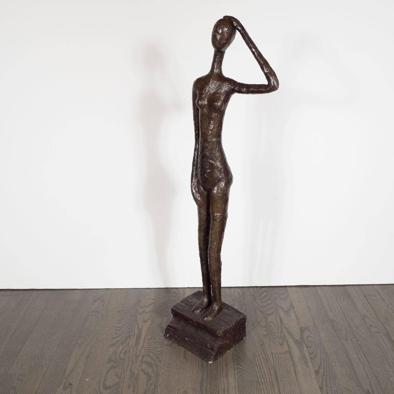 Bronze Sculpture of a Standing Nude by L. Salzmann, American, circa 1970 In Excellent Condition In New York, NY