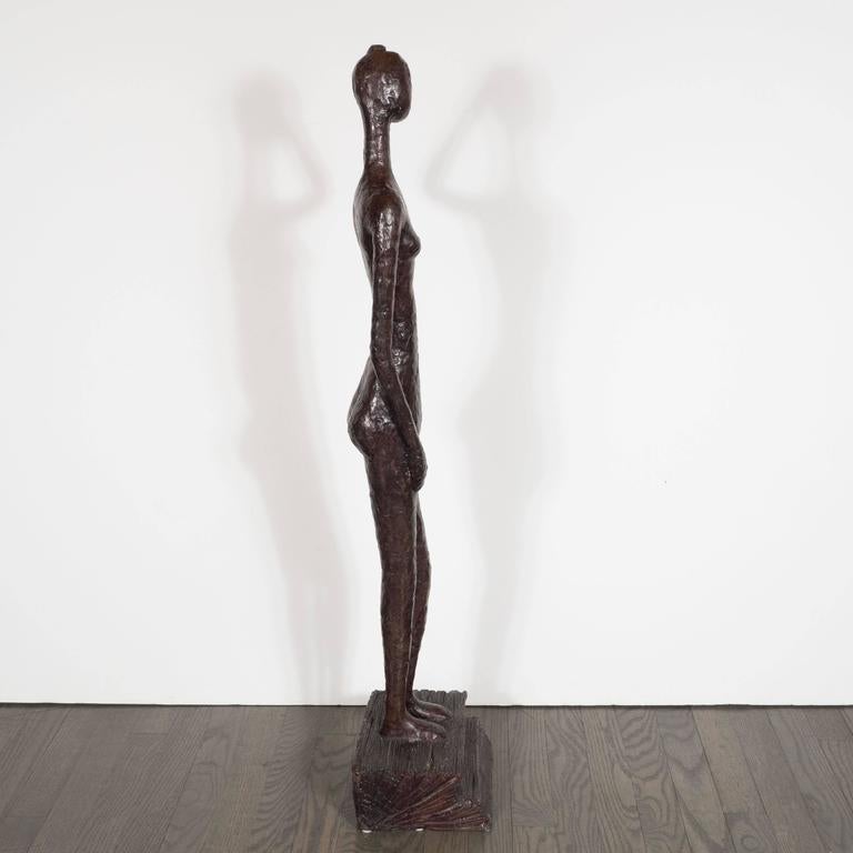 Bronze Sculpture of a Standing Nude by L. Salzmann, American, circa 1970 3