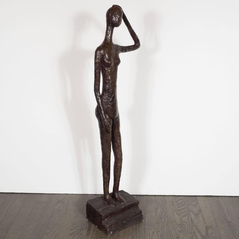 Bronze Sculpture of a Standing Nude by L. Salzmann, American, circa 1970 4