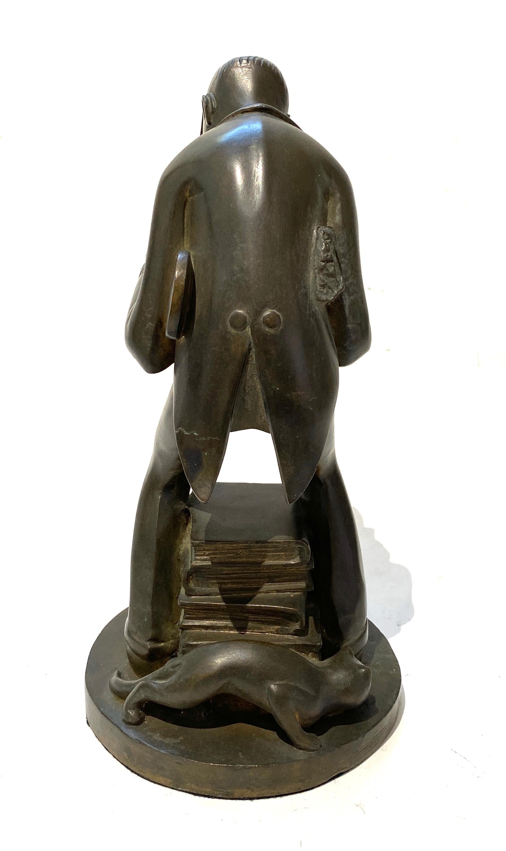 Bronze Sculpture of Studious Gentleman by Gustav Bohlard In Good Condition For Sale In West Palm Beach, FL