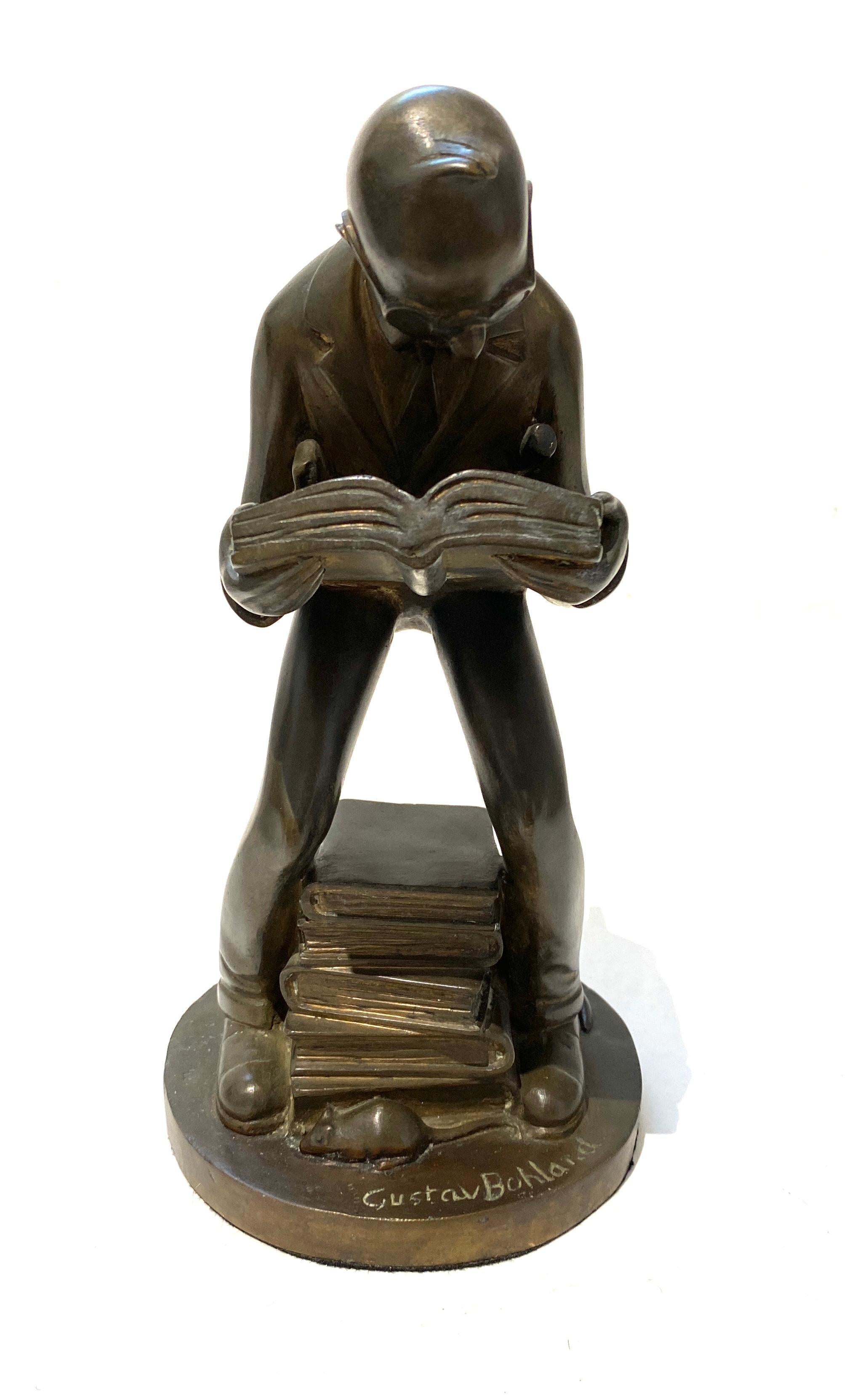Bronze Sculpture of Studious Gentleman by Gustav Bohlard For Sale 1