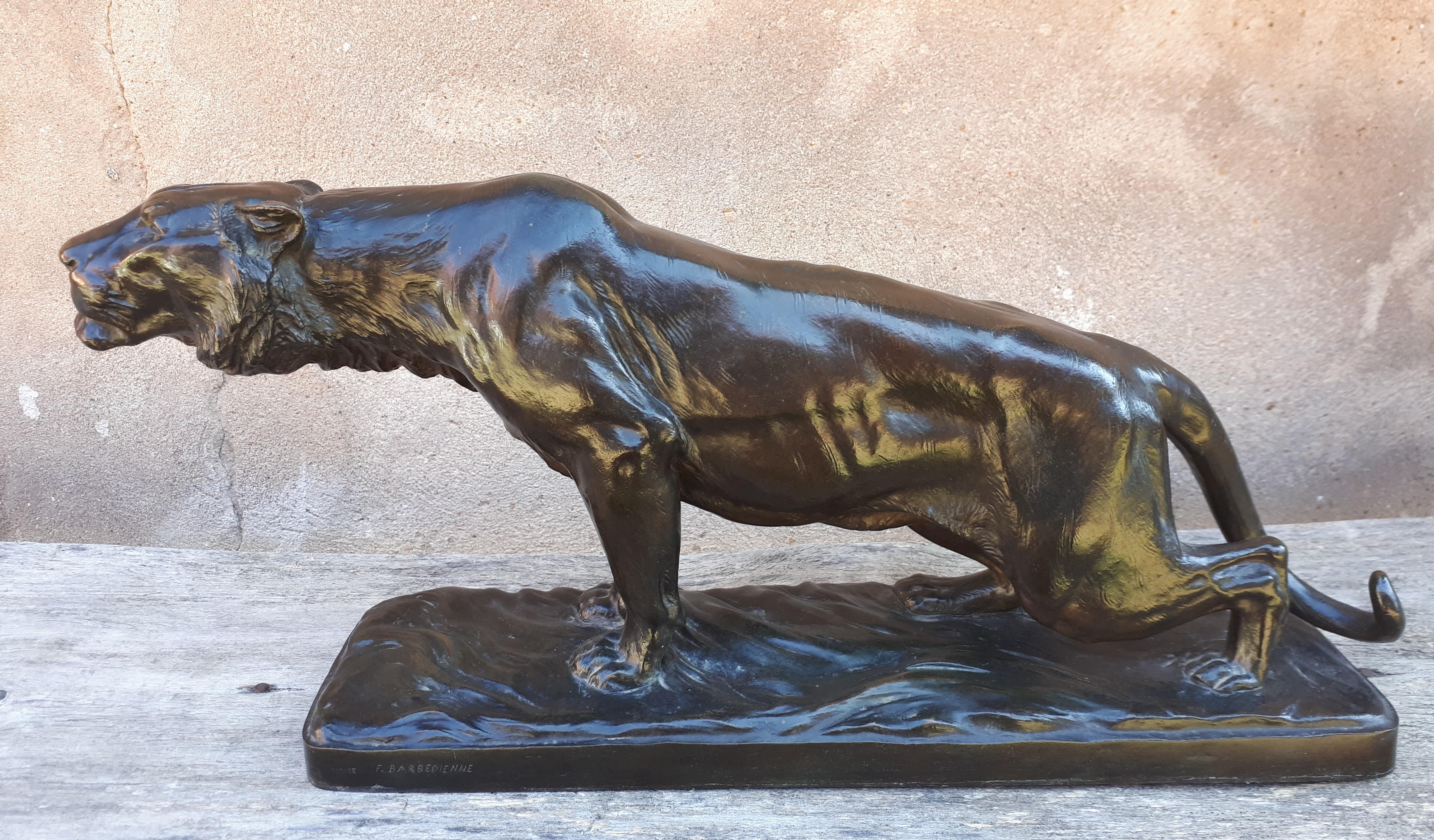 XIXe siècle Sculpture en bronze d'un tigre sur la prowl, par Georges Gardet en vente