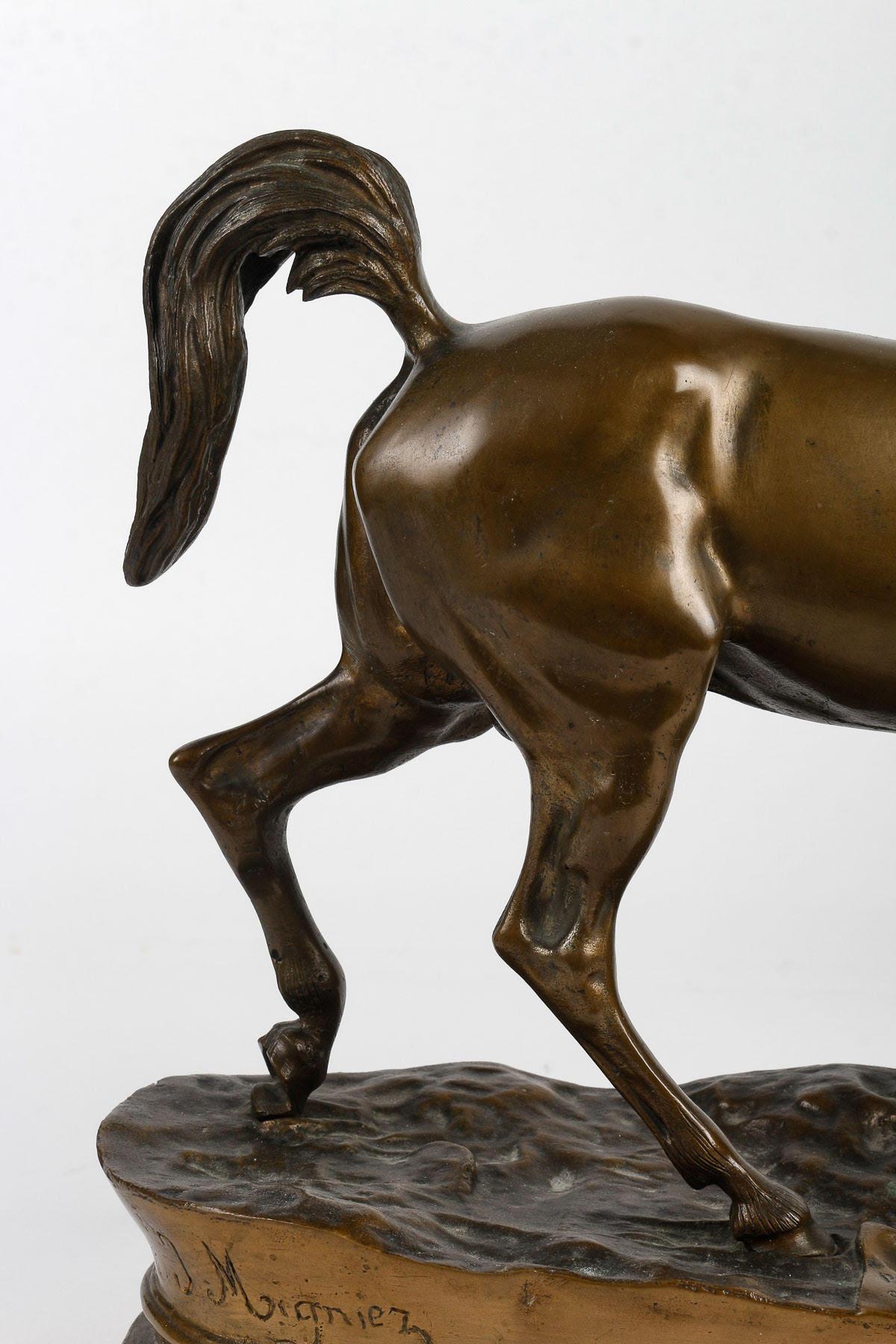 Patinated Bronze Sculpture of a Walking Horse, 20th Century. For Sale
