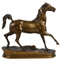 Vintage Bronze Sculpture of a Walking Horse, 20th Century.