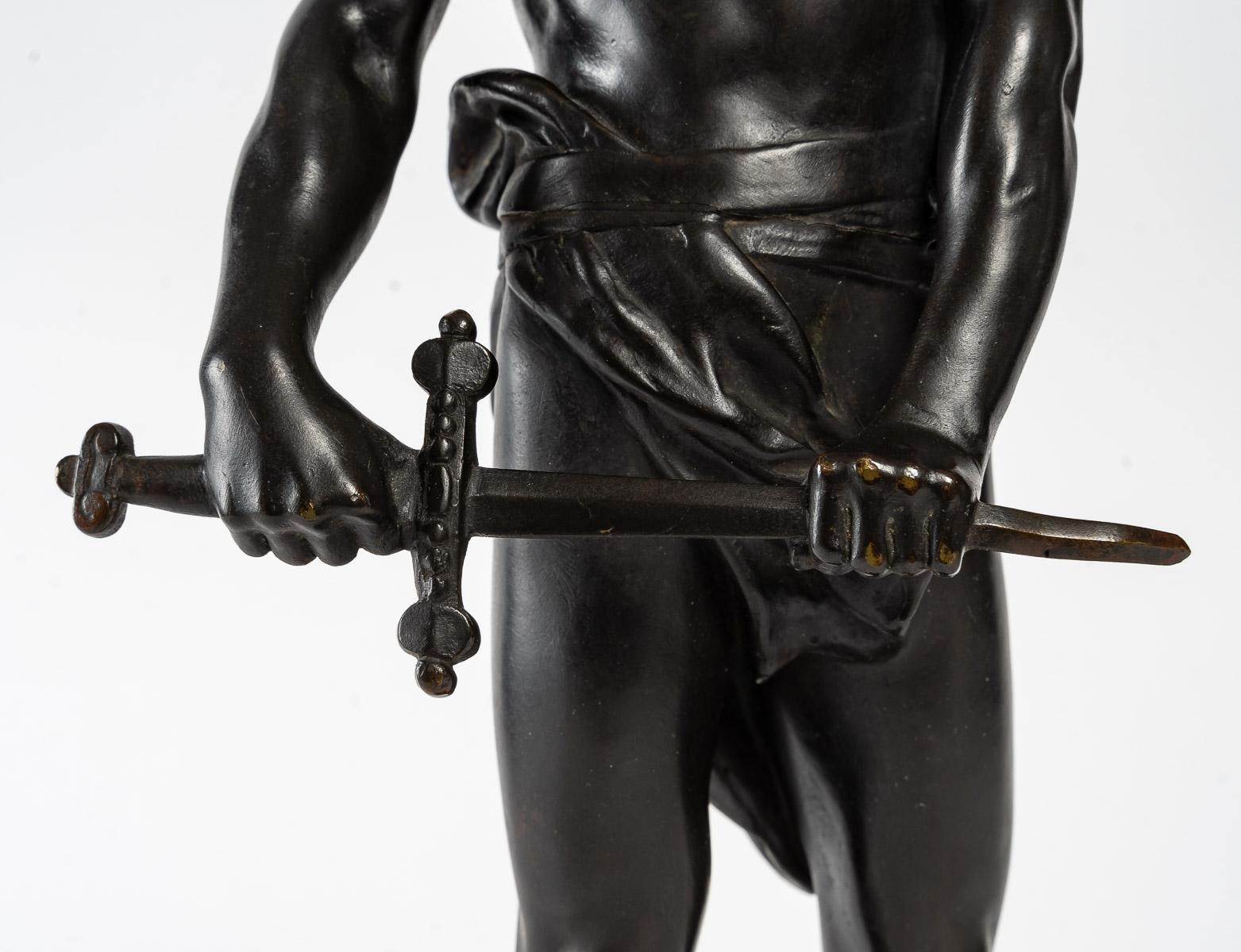 Bronze sculpture of a Warrior with his Sword by François-Raoul Larche 1