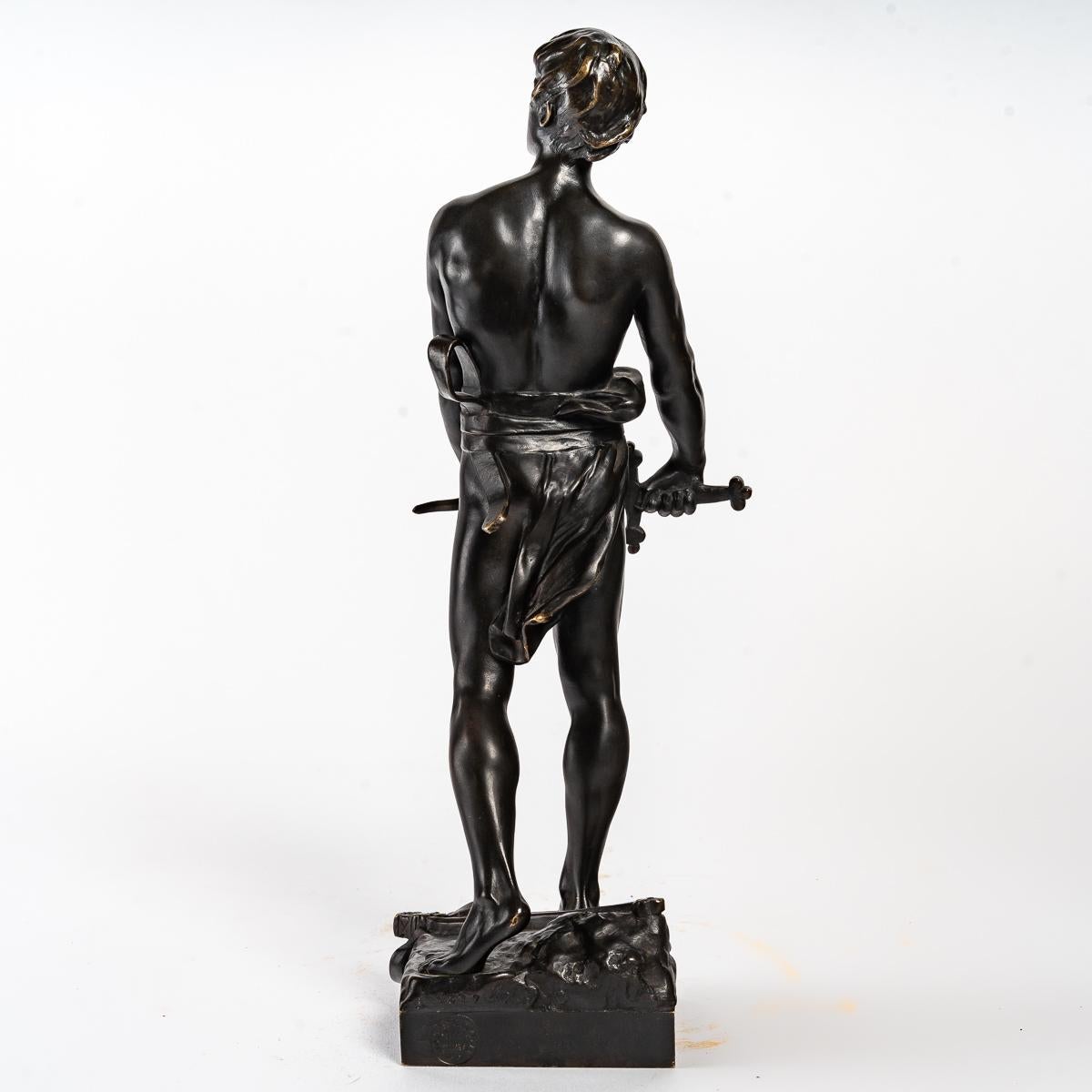 Bronze sculpture of a Warrior with his Sword by François-Raoul Larche 3