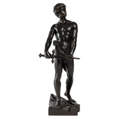 Bronze sculpture of a Warrior with his Sword by François-Raoul Larche