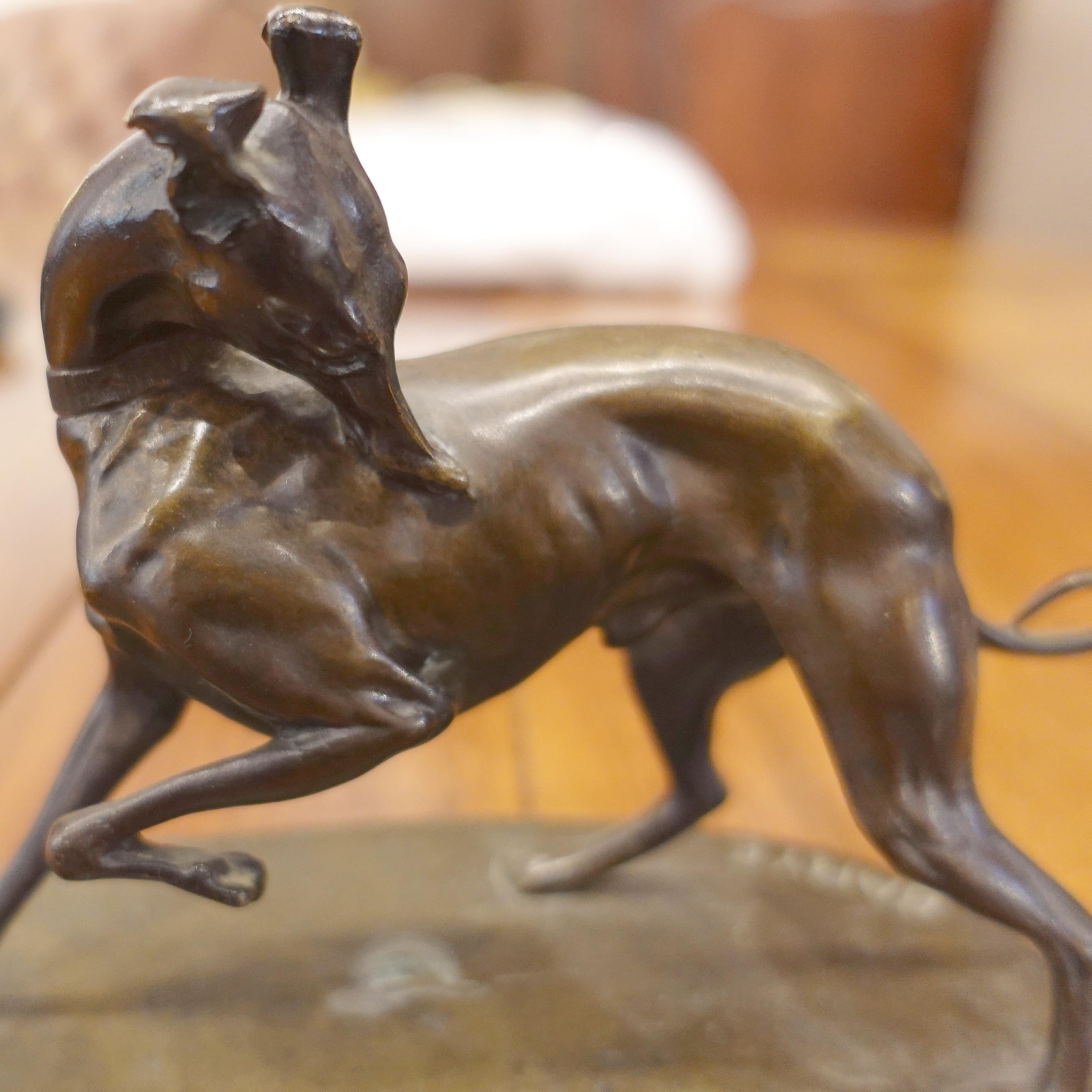 Cast Bronze Sculpture of a Whippet Dog by Antoine-Louis Barye For Sale