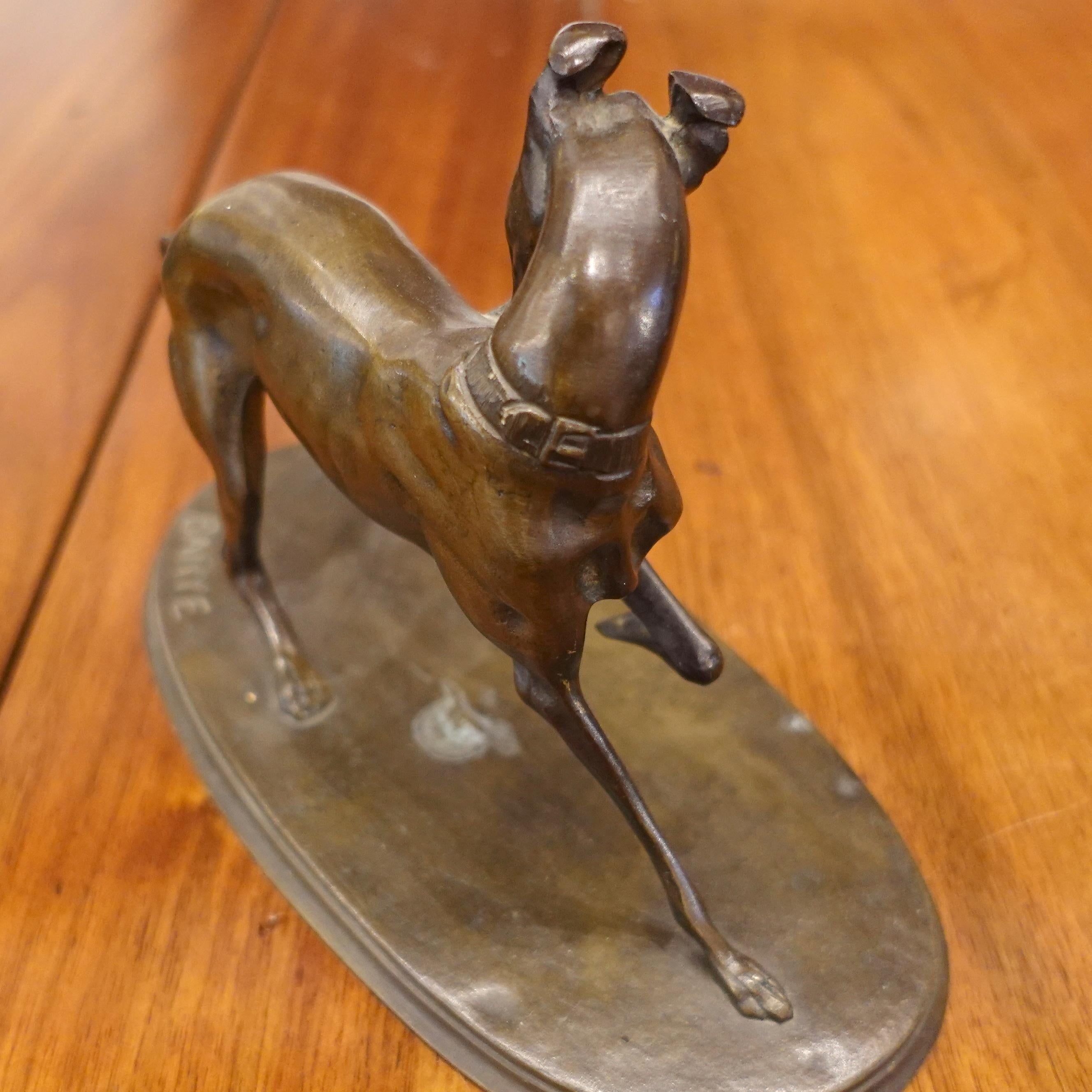Bronze Sculpture of a Whippet Dog by Antoine-Louis Barye In Good Condition For Sale In Leesburg, VA