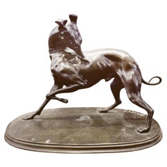 Bronze Sculpture of a Whippet Dog by Antoine-Louis Barye