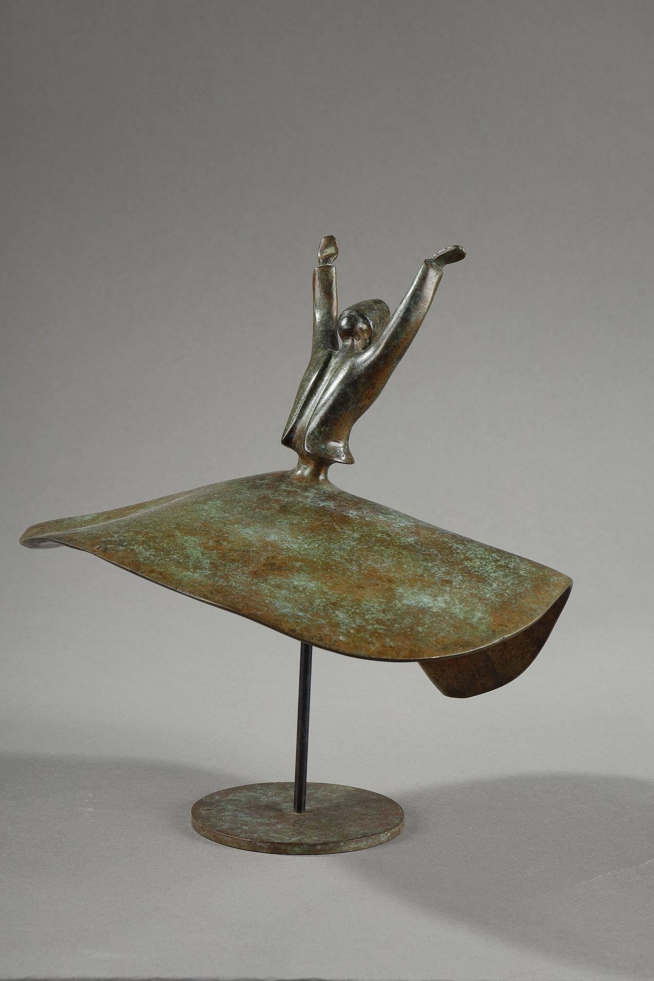 Bronzo Scultura in bronzo di Samya Baroudi raffigurante un derviscio vorticoso in vendita