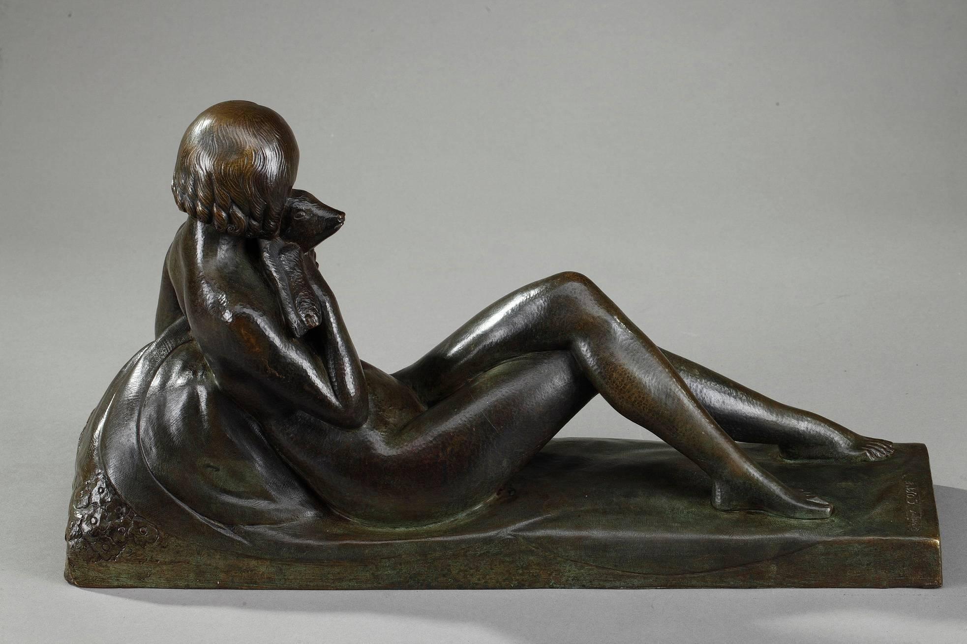 Bronze Sculpture of a Woman with Lamb by Georges Coste 2