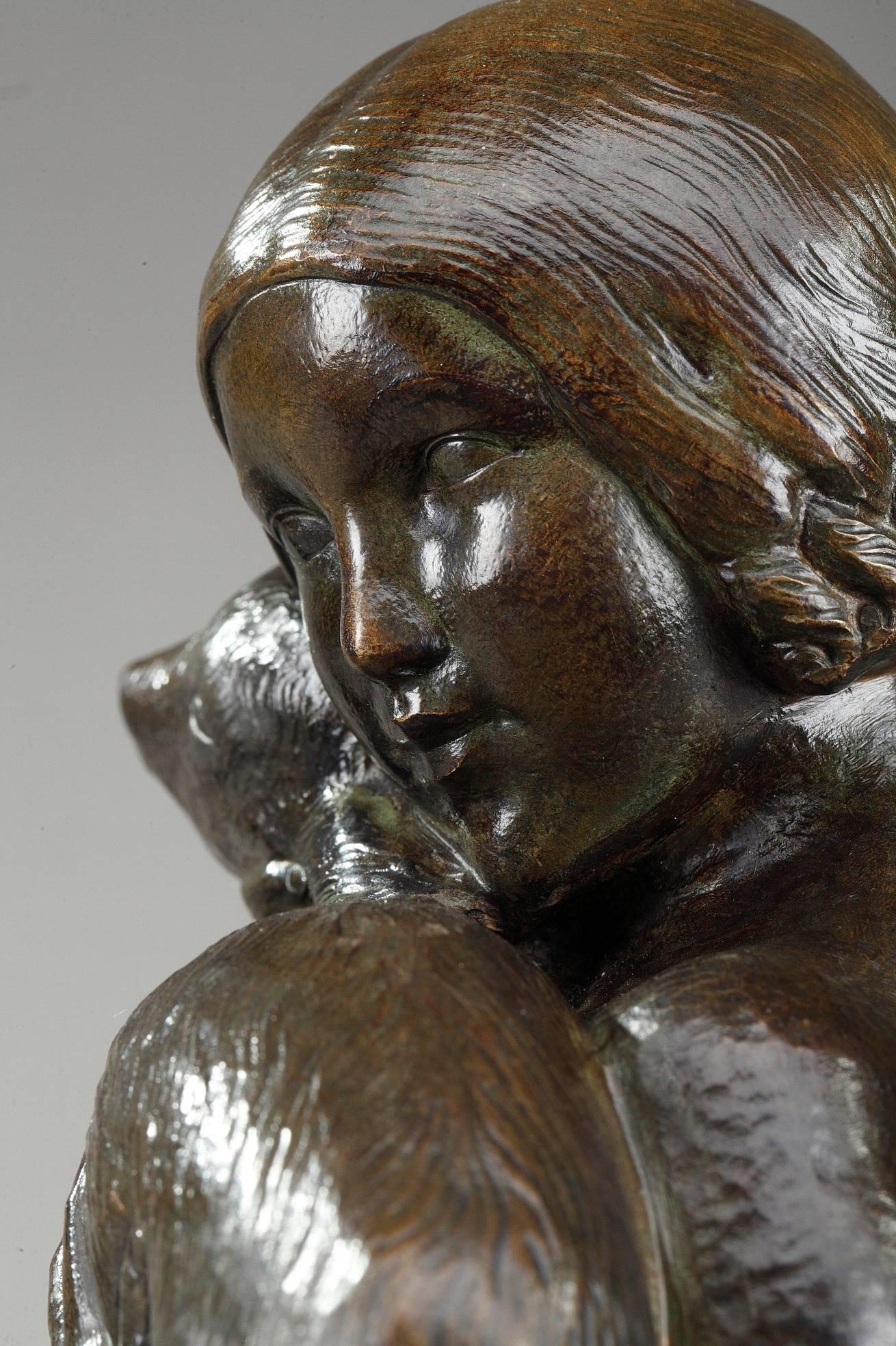 Bronze Sculpture of a Woman with Lamb by Georges Coste 5