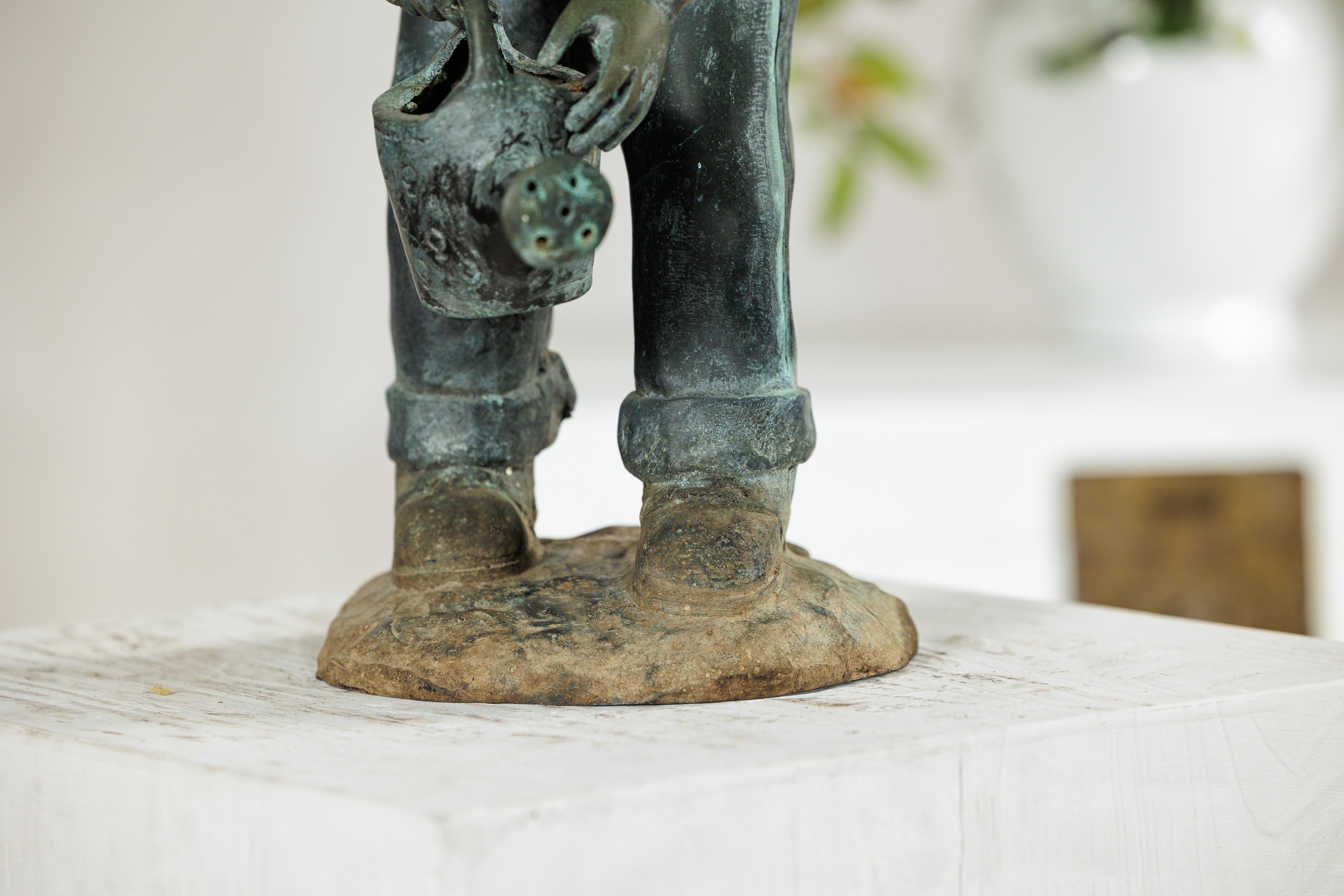 Bronze Sculpture of a Young Girl with Watering Can, Tubed as Fountain For Sale 5