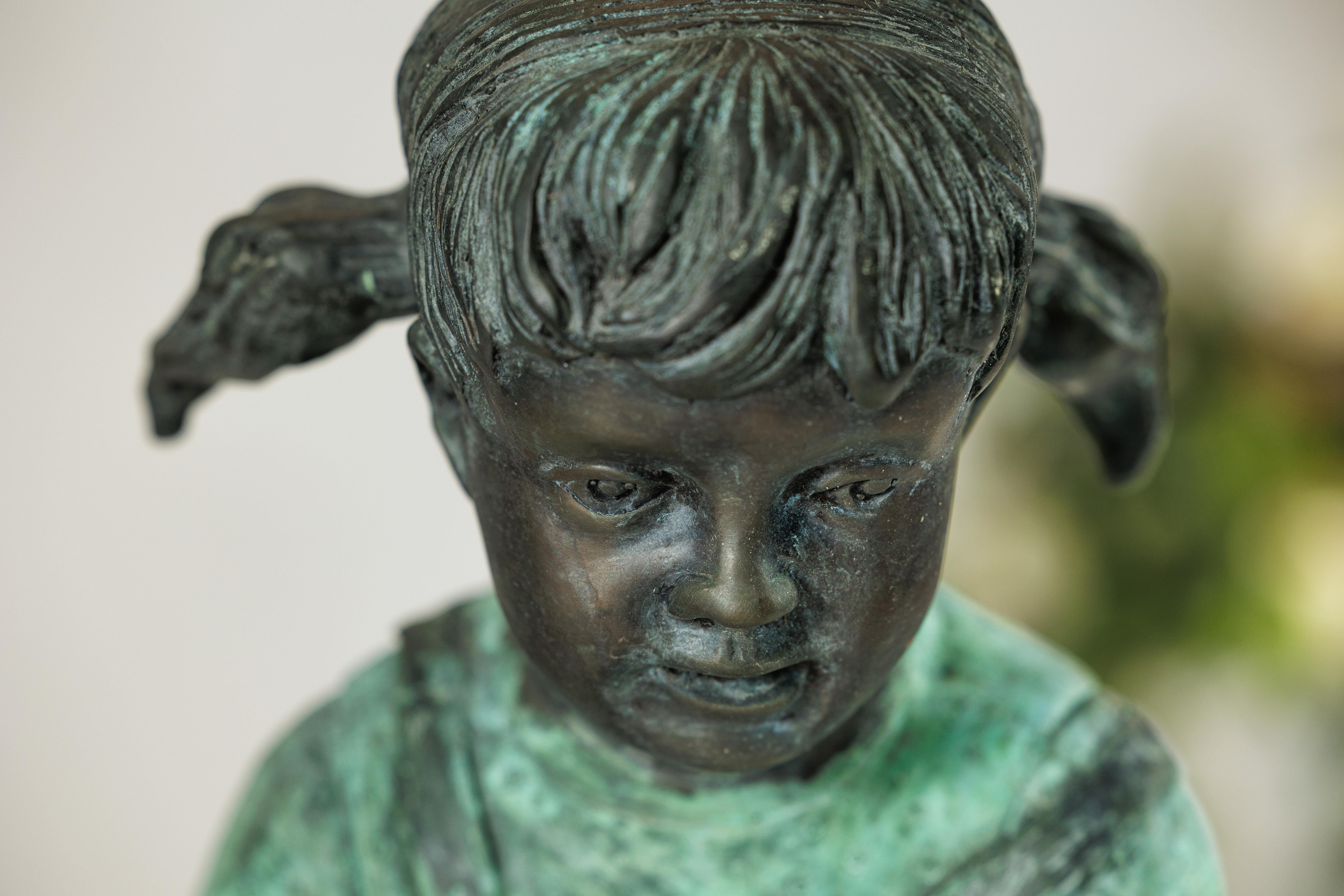 Bronze Sculpture of a Young Girl with Watering Can, Tubed as Fountain For Sale 6