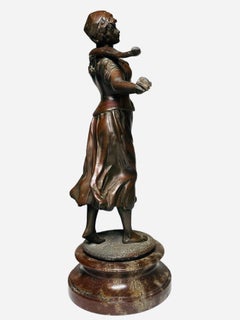 Bronze Sculpture Of A Young Woman Peasant