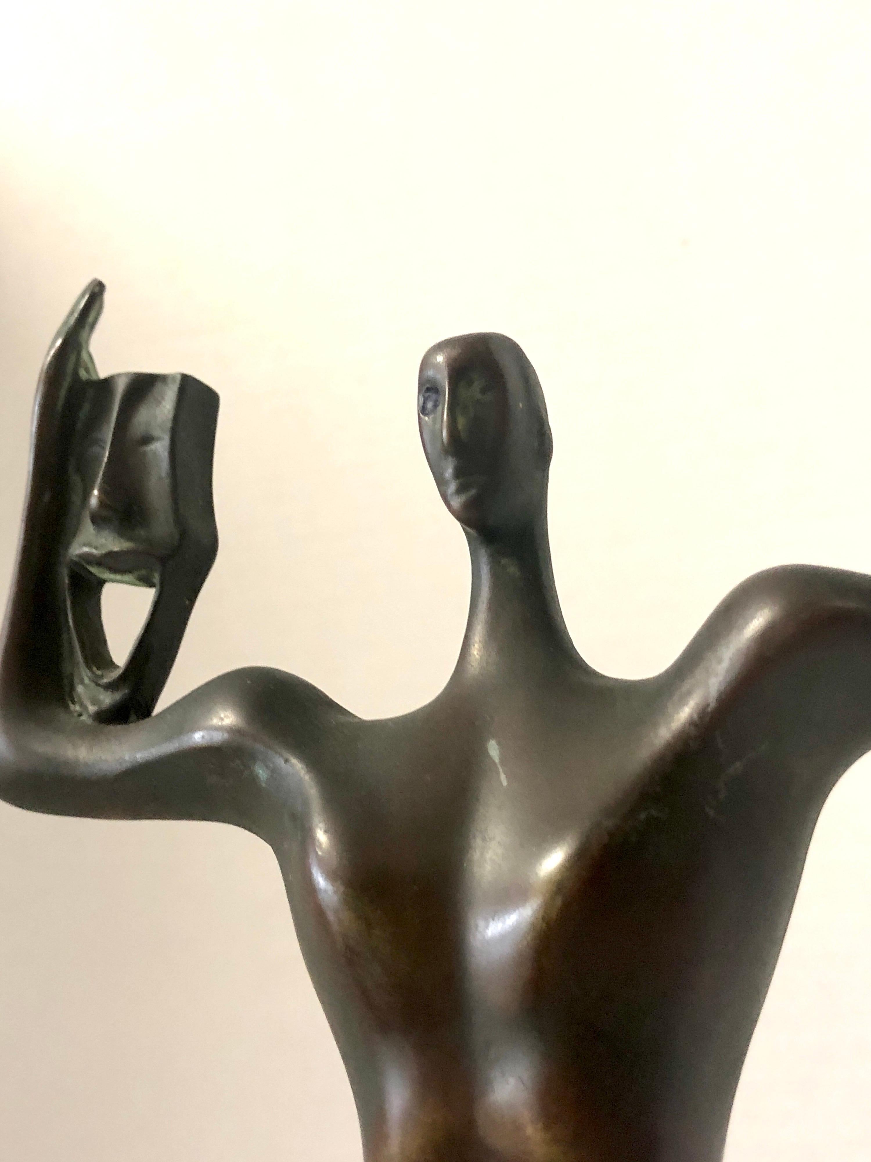 American Bronze Sculpture of Abstract Man on Star Acting Award, 1940s