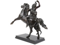 Bronze Sculpture of american Indian Fighting Off Mountain Lion