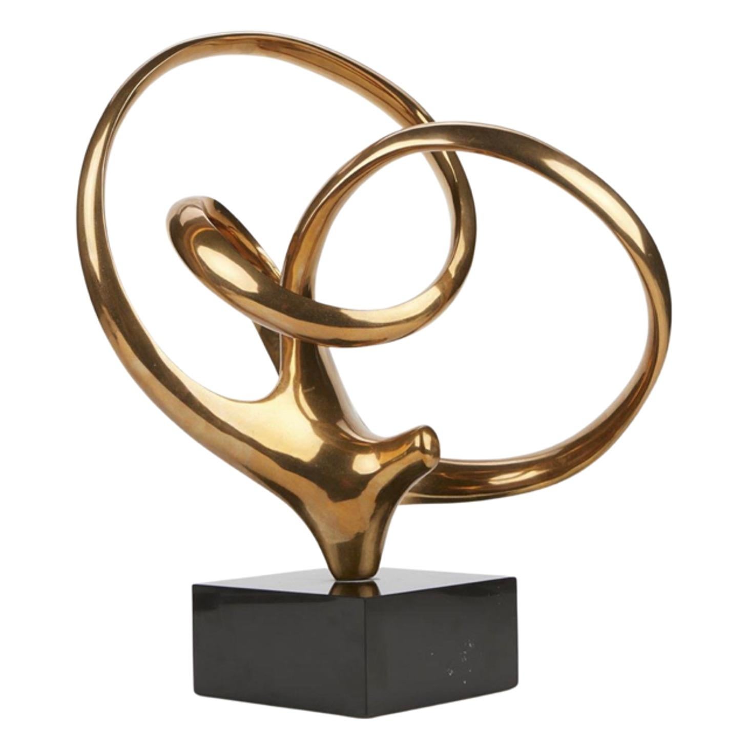 20th century bronze sculpture of an abstract form twisting inwards. Signed and numbered 4/6 along the bronze by Antonio Grediaga Kieff from Madrid, Spain.In this sculpture, we see Kieff's legendary abstract swirling form create several modes of