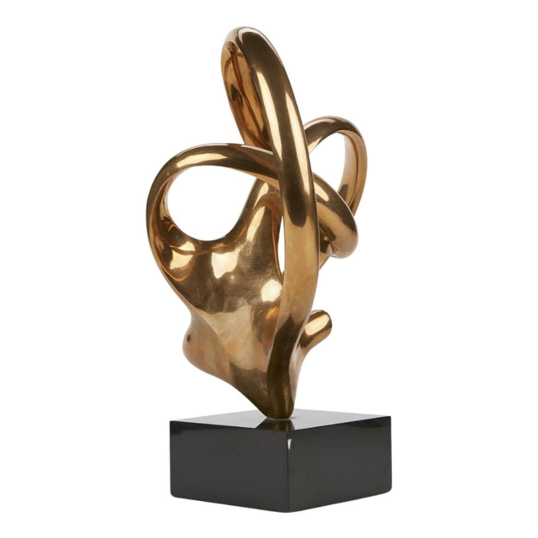 Bronze Sculpture of an Abstract Form Twisting Inwards by Antonio Grediaga Kieff In Fair Condition In North Miami, FL