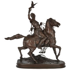 Bronze Sculpture of an Arab Horseman after Pierre-Jules Mêne