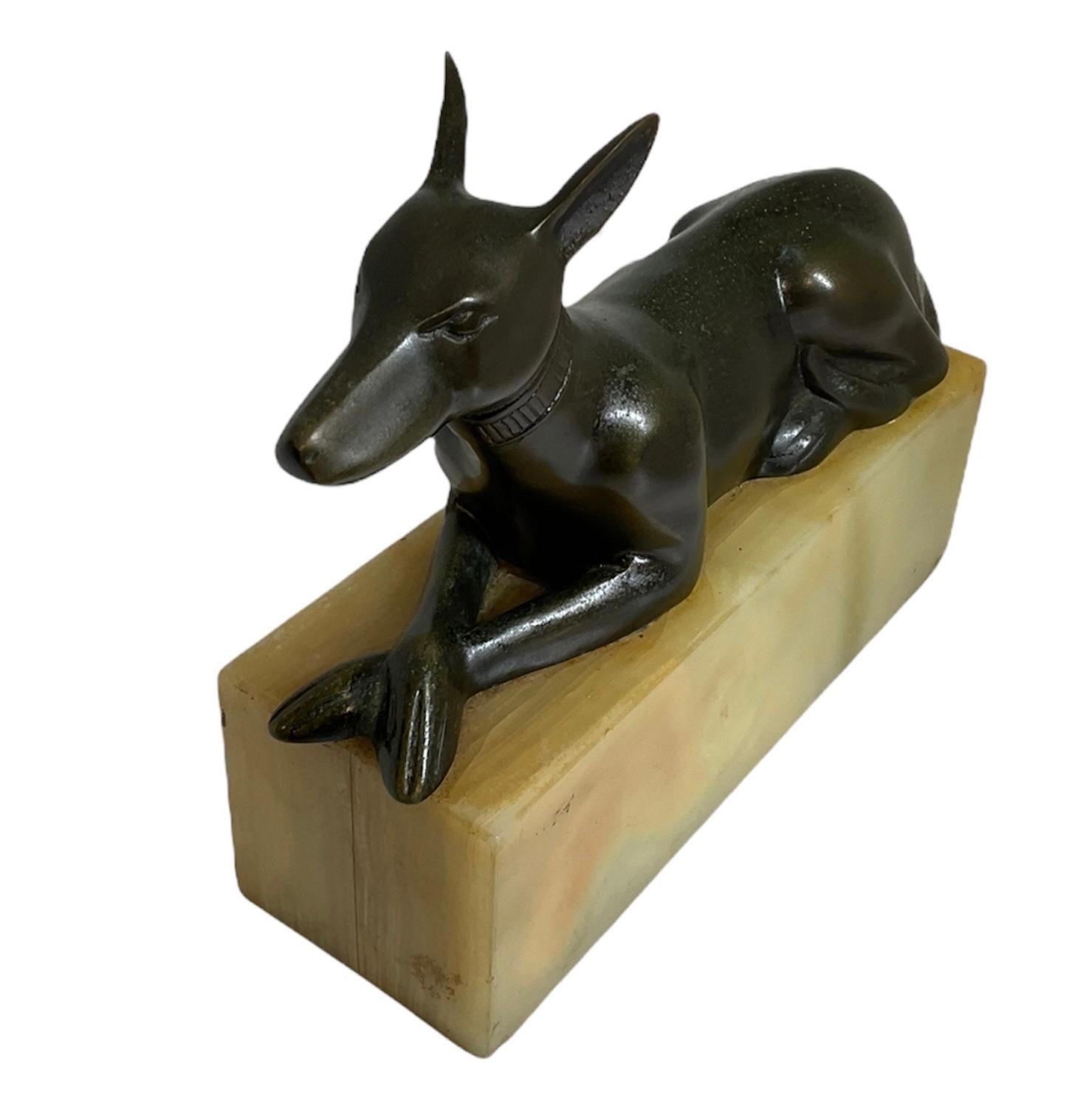 Egyptian Revival Bronze Sculpture of an Egyptian Dog/Anubis