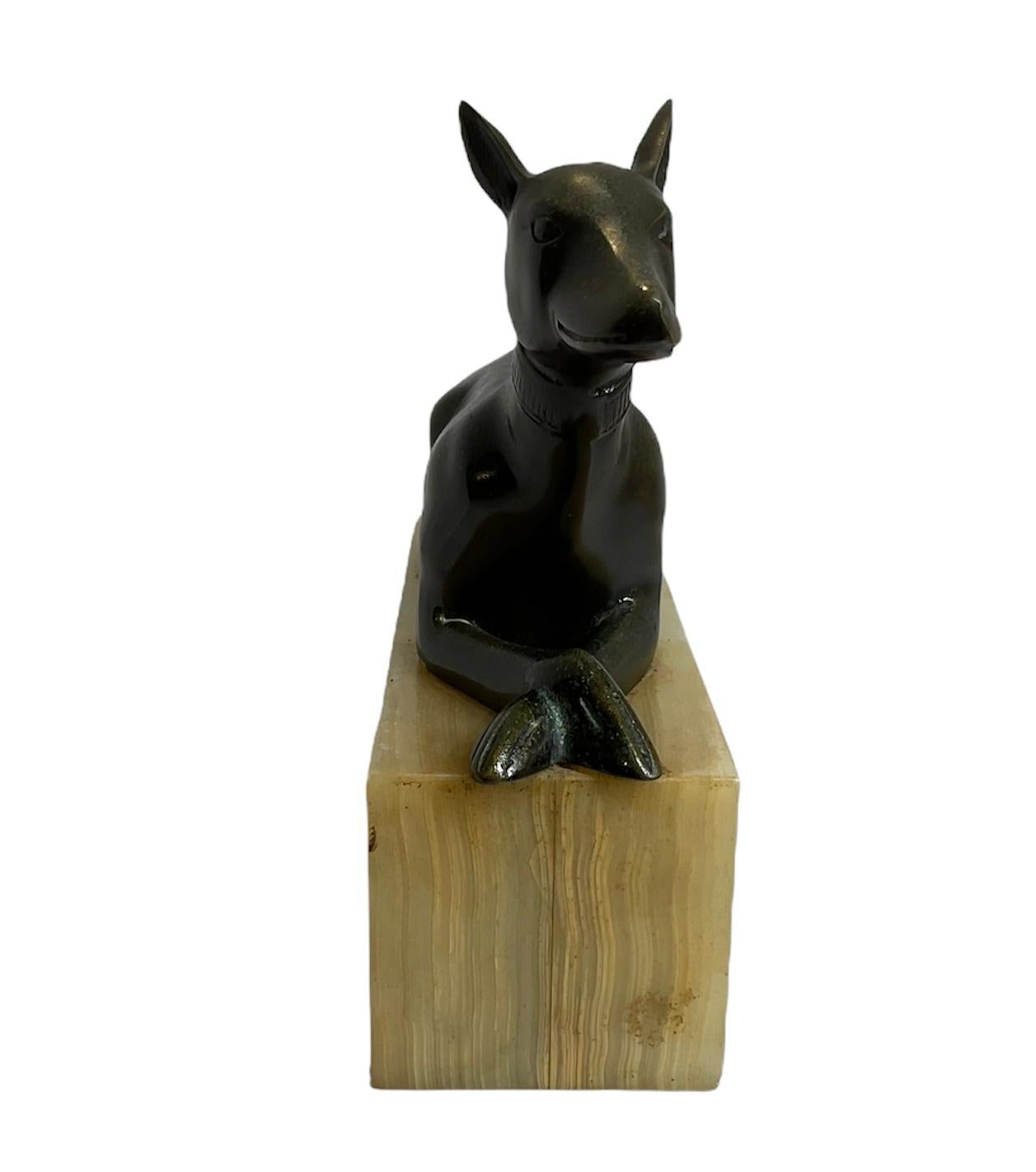 20th Century Bronze Sculpture of an Egyptian Dog/Anubis