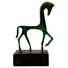 Sculpture en bronze d'un cheval étrusque des années 1960