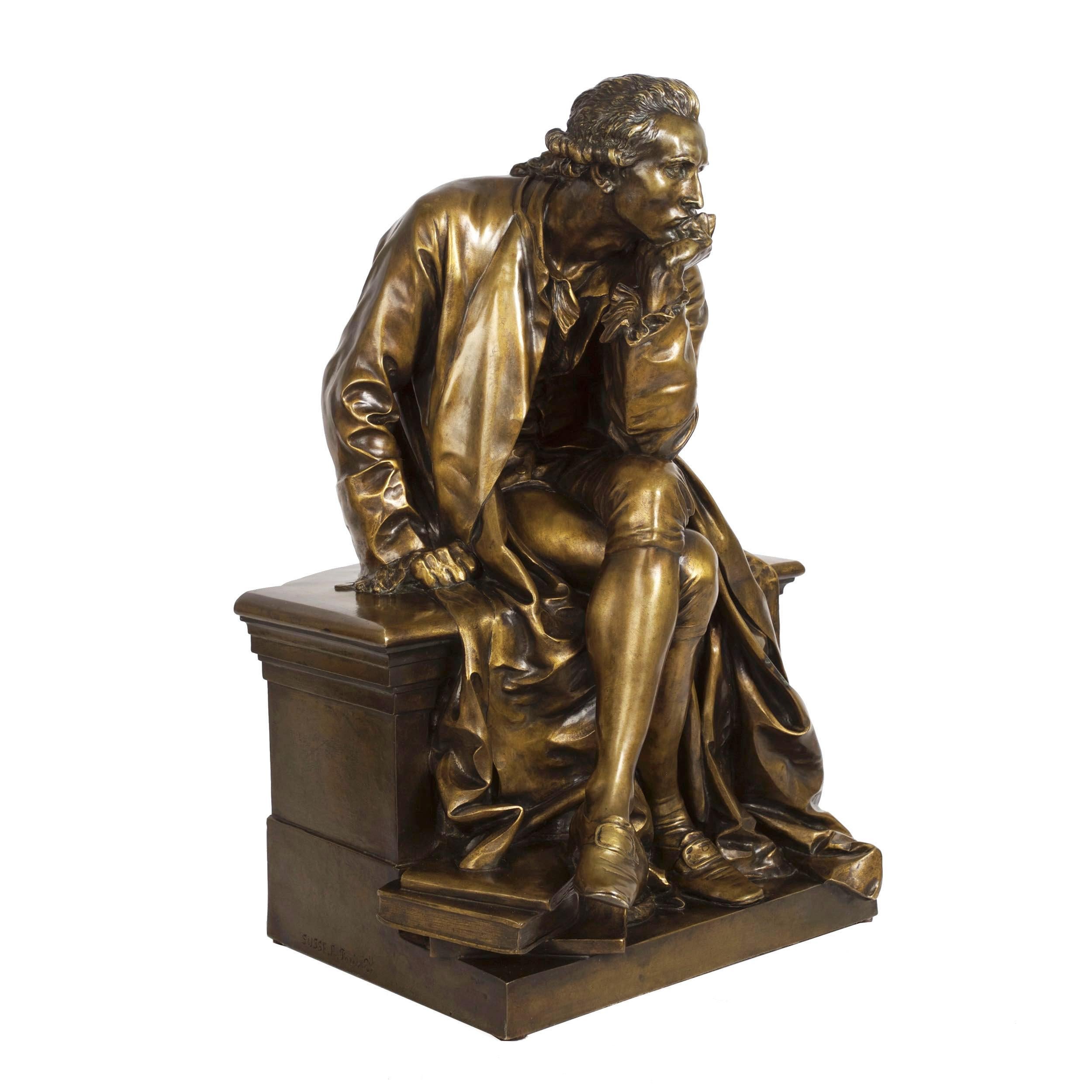 Romantic Bronze Sculpture of “Antoine Laurent Lavoisier” by Aime Jules Dalou