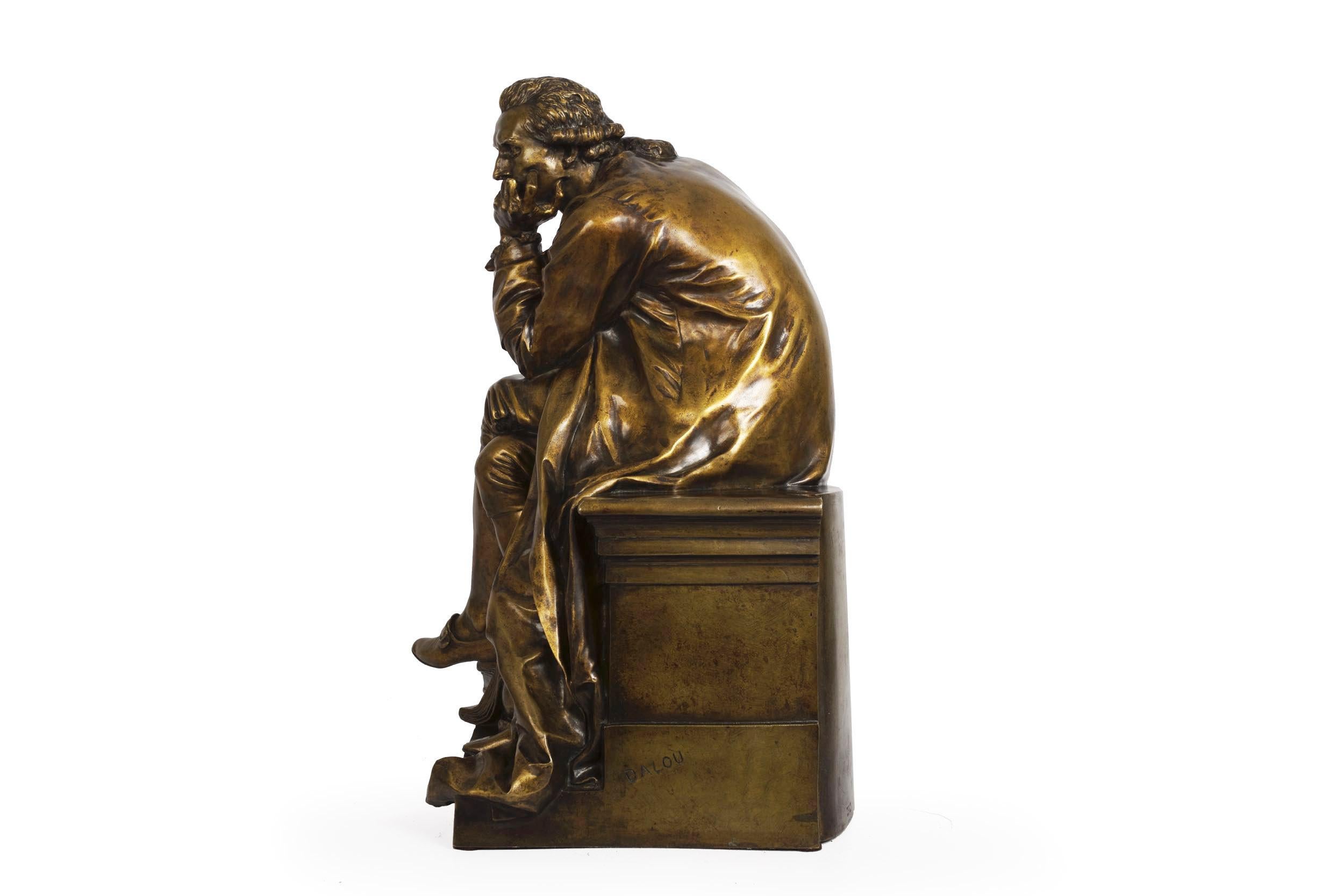 French Bronze Sculpture of “Antoine Laurent Lavoisier” by Aime Jules Dalou