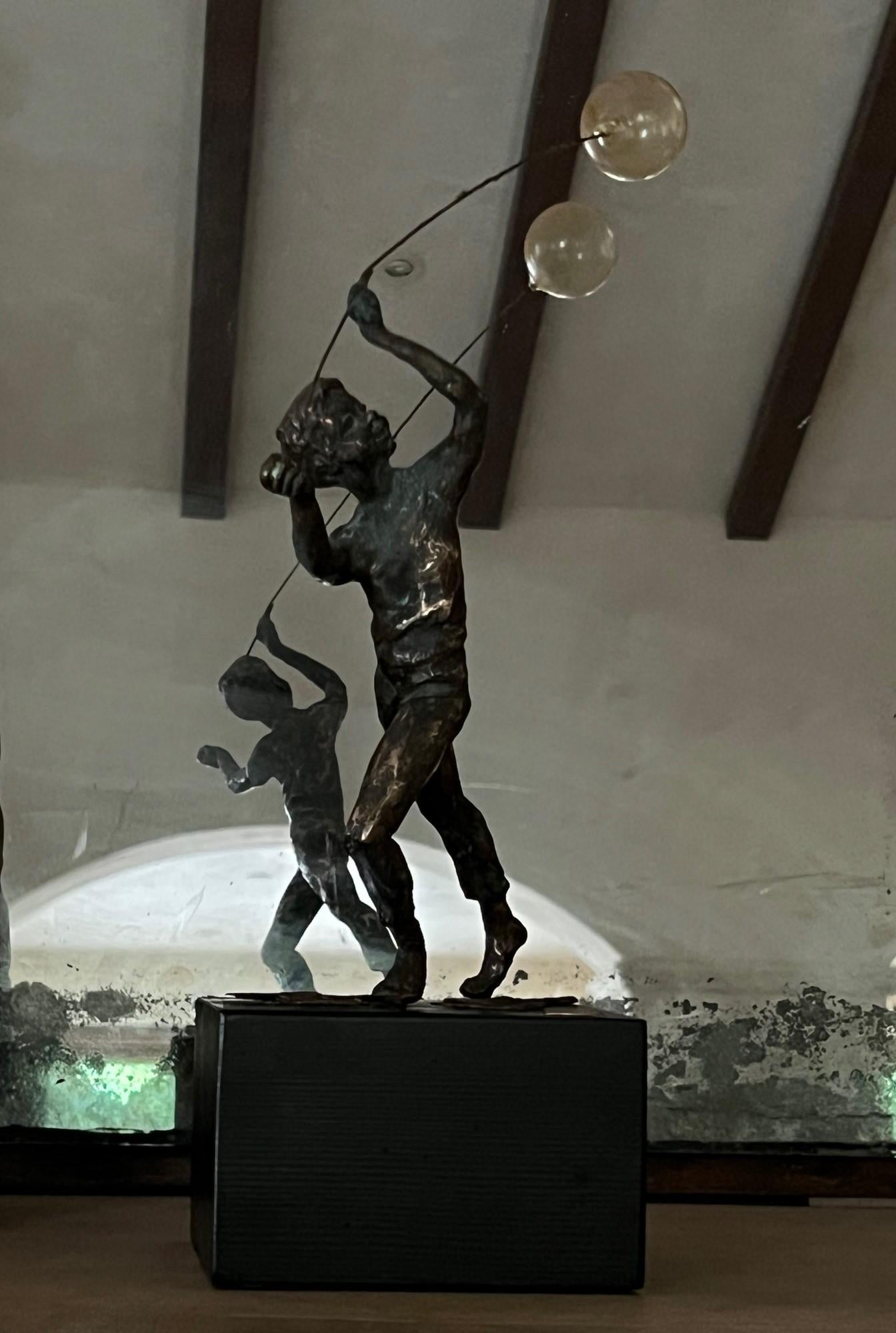 Bronze Sculpture of Boy with Glass Balloon by Curtis Jere, circa 1967 For Sale 1