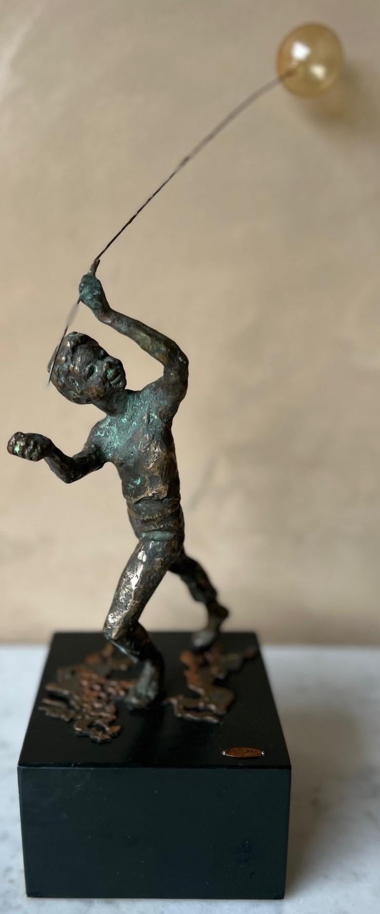 Bronze Sculpture of Boy with Glass Balloon by Curtis Jere, circa 1967 For Sale 2