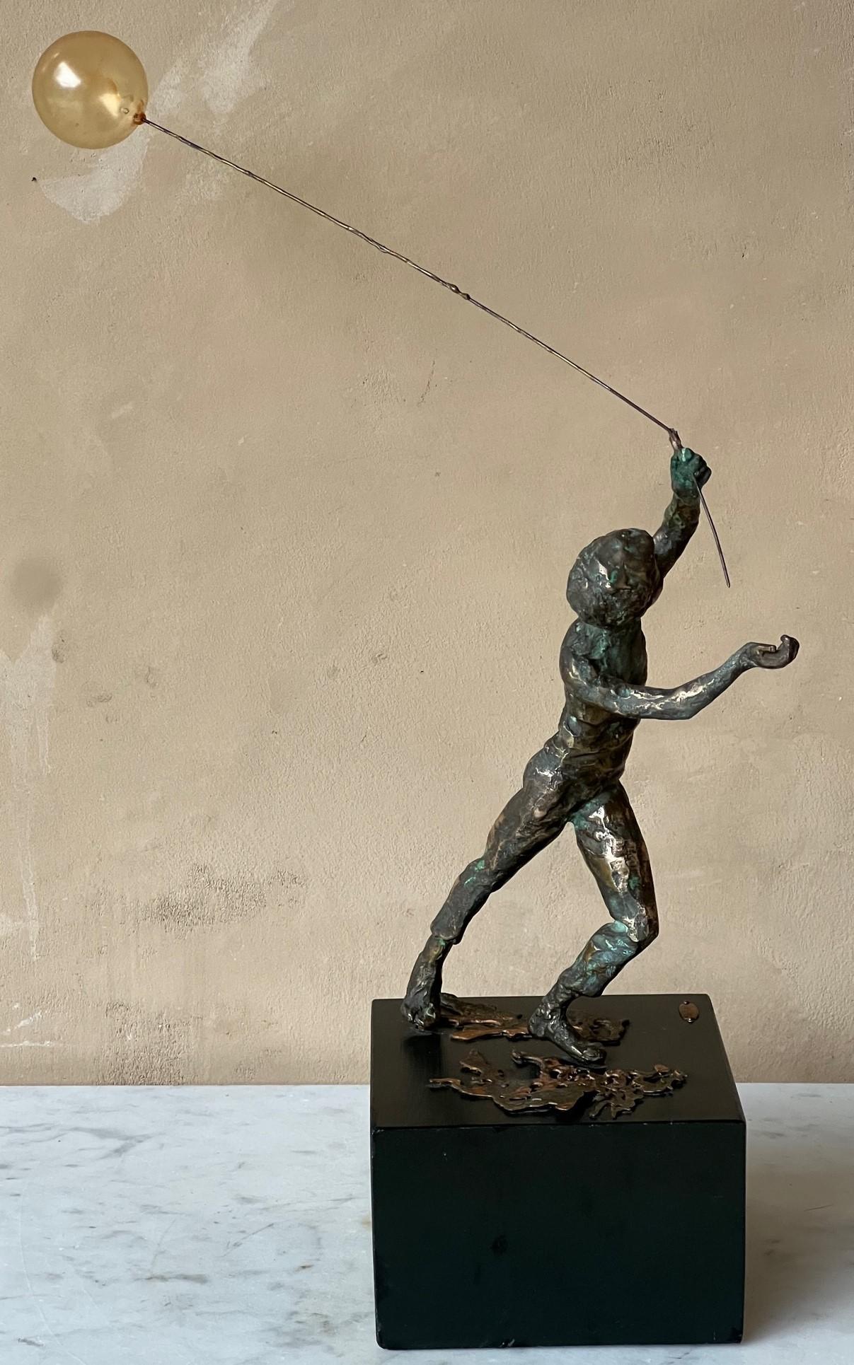 Renaissance Bronze Sculpture of Boy with Glass Balloon by Curtis Jere, circa 1967 For Sale