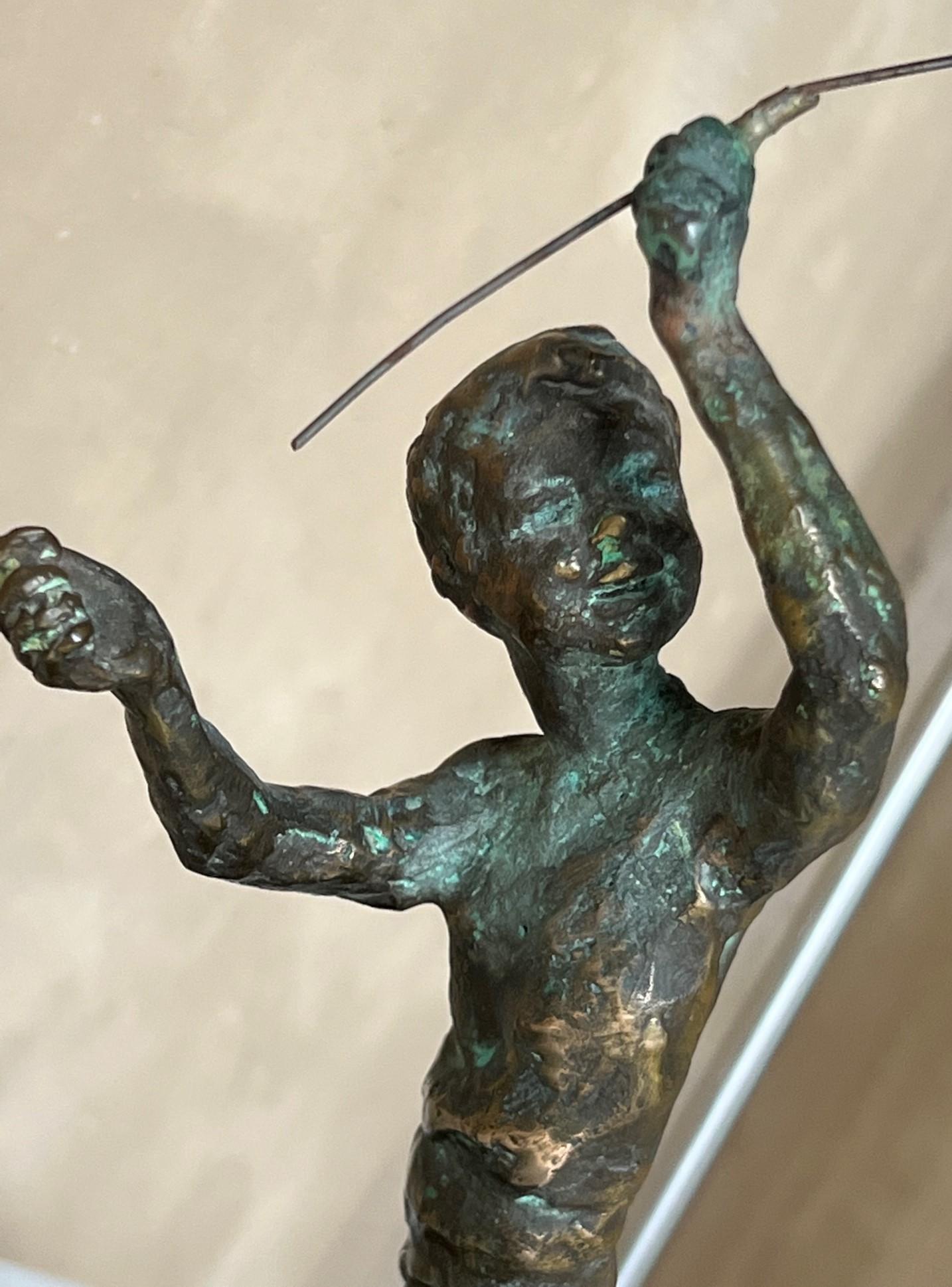 Mid-20th Century Bronze Sculpture of Boy with Glass Balloon by Curtis Jere, circa 1967 For Sale