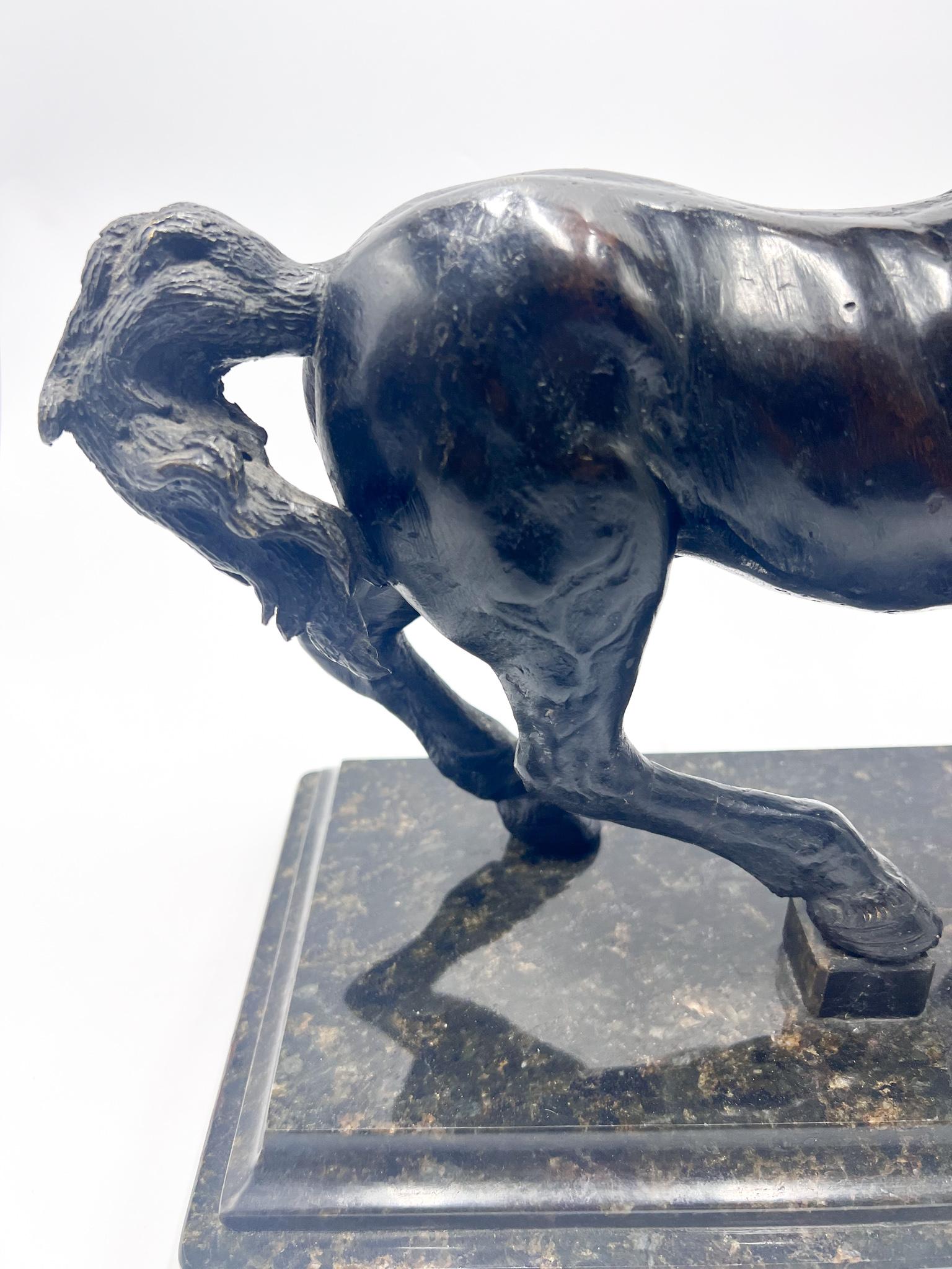 Late 19th Century Bronze Sculpture of Centaur Fighting with Lion with Marble Base from 1800 For Sale