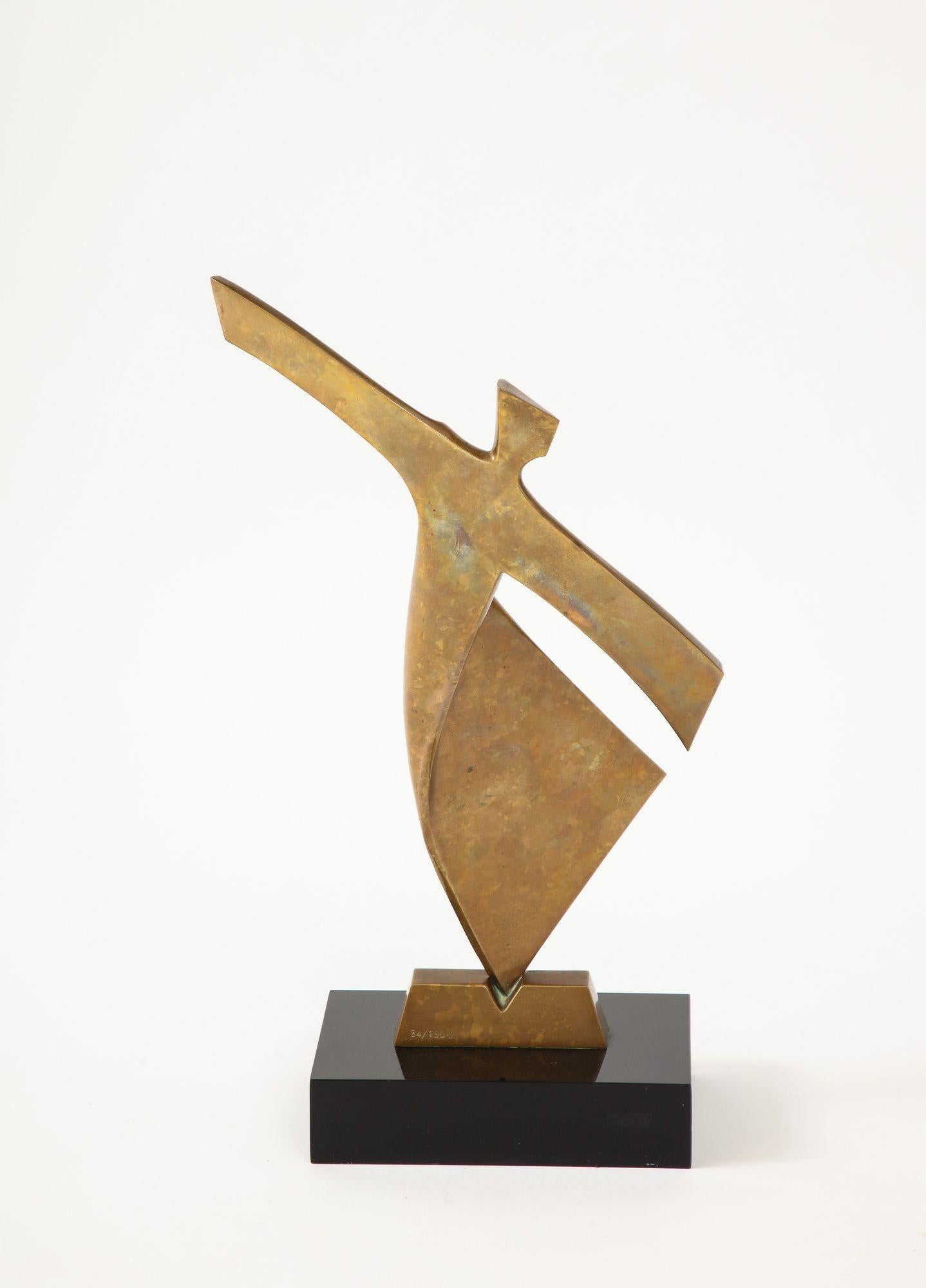 Brass Bronze Sculpture of Dancing Figure By D. Delo For Sale