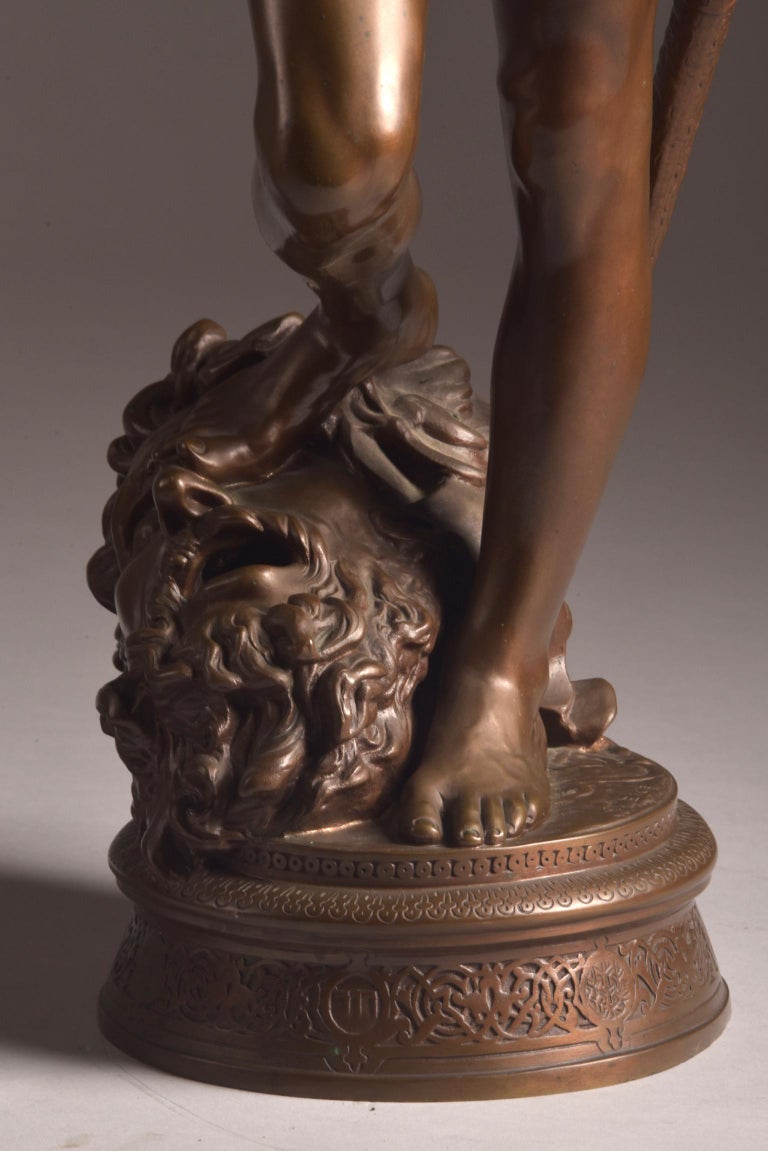 Bronze Sculpture of David, A. Mercie, F. Barbedienne, 1870 For Sale at