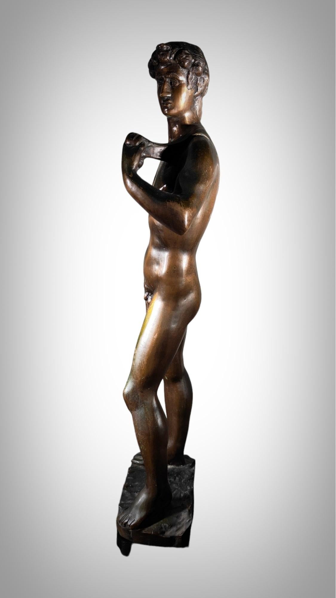 20th Century Bronze Sculpture Of David By Michelangelo For Sale