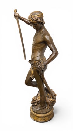 Bronze Sculpture of David & Slain Goliath After Antonin Mercie