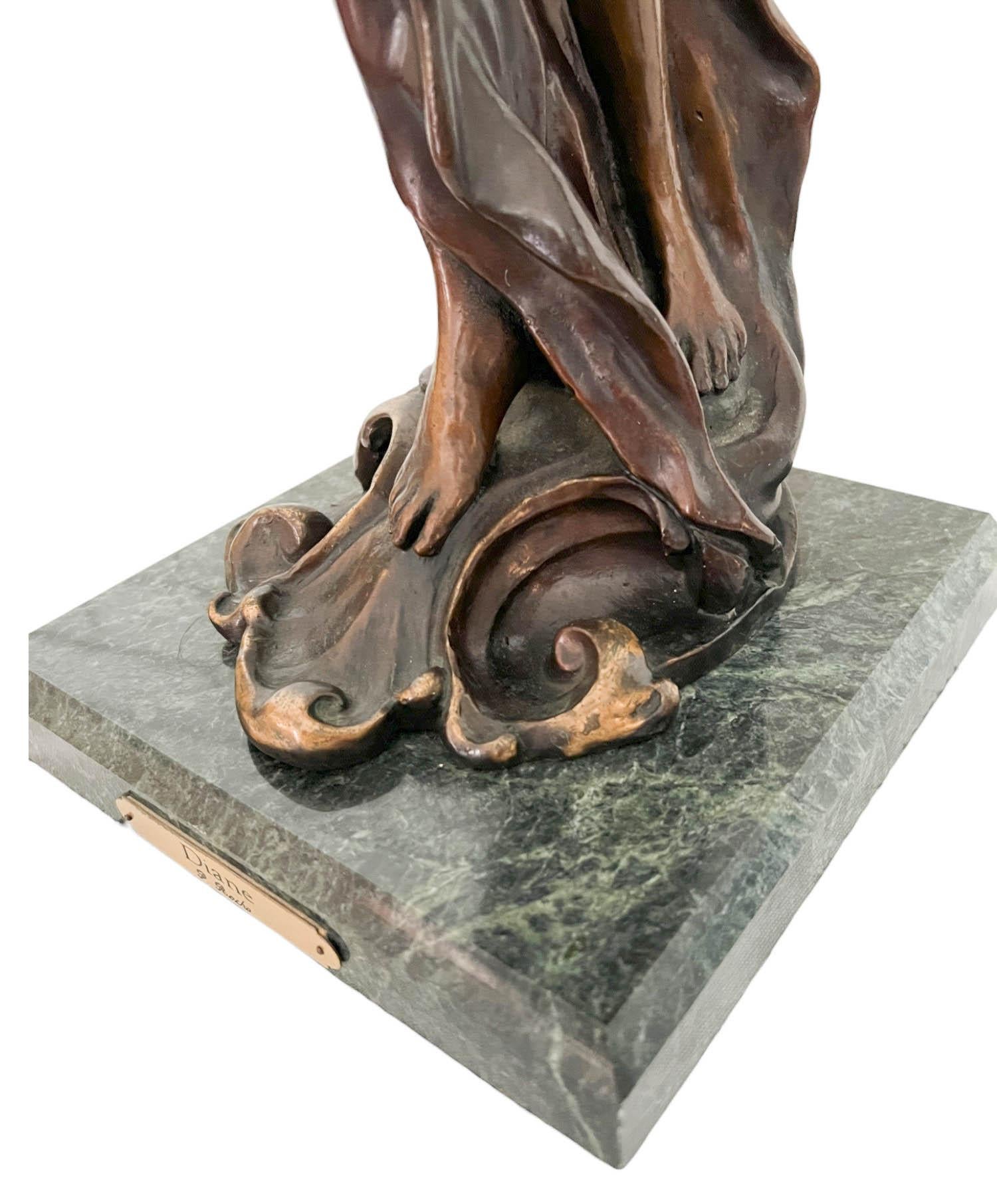 Scultura in bronzo di Diana di Pierre Roche (Francia, 1855-1922) in vendita 10