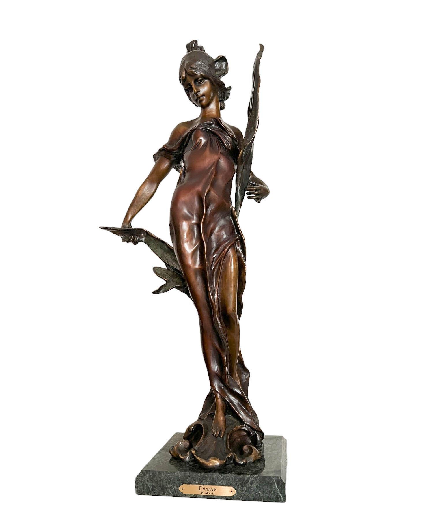 Baroque Bronze Sculpture of Diana After Pierre Roche (French 1855 - 1922) For Sale