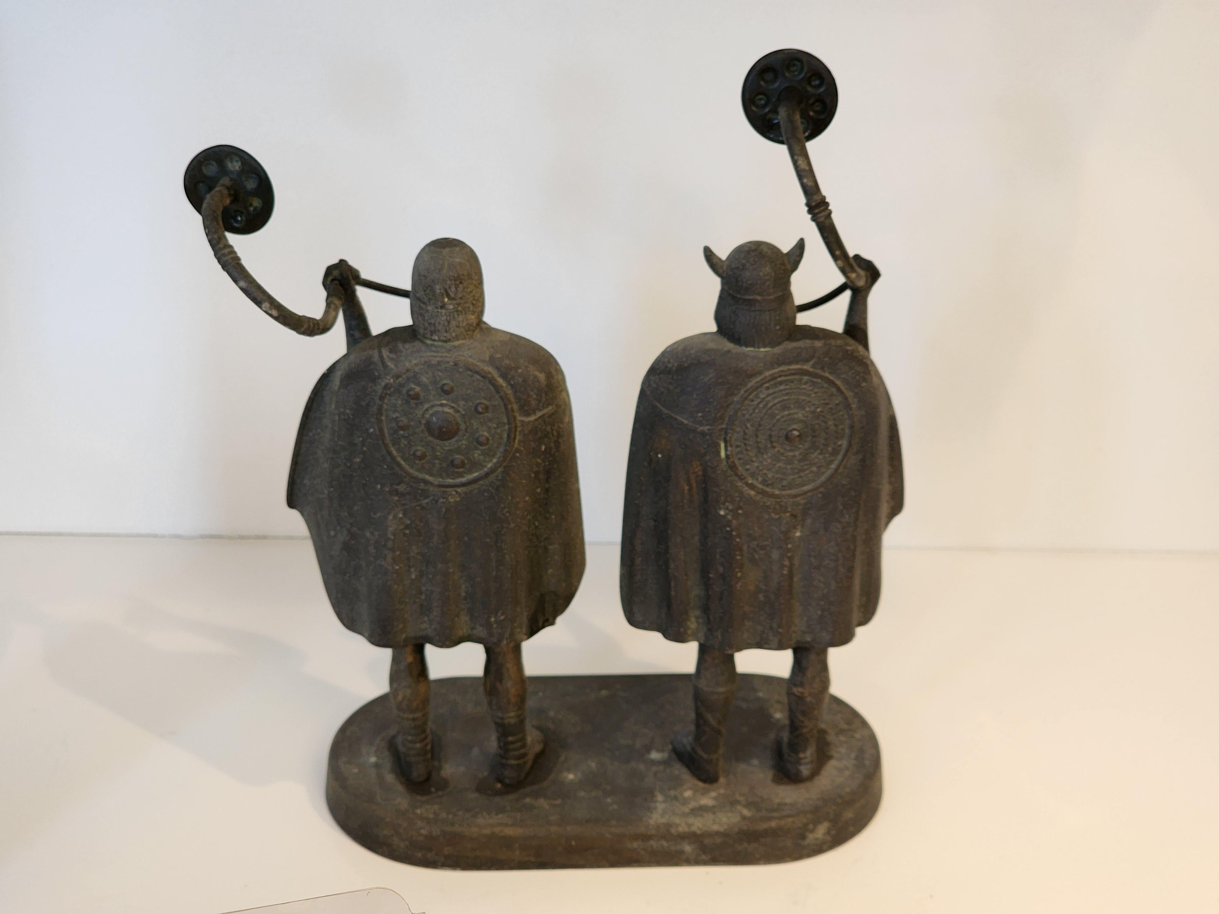 20th Century Bronze Sculpture of Dual Vikings by Edward Aagaard