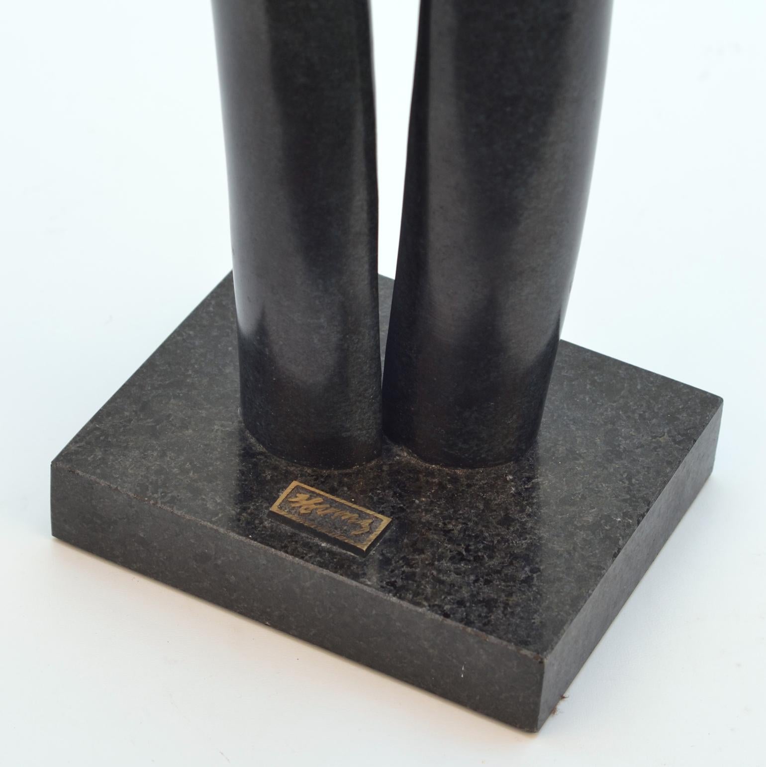 Bronze Sculpture of Elongated Male and Female on Marble Plinth For Sale 4
