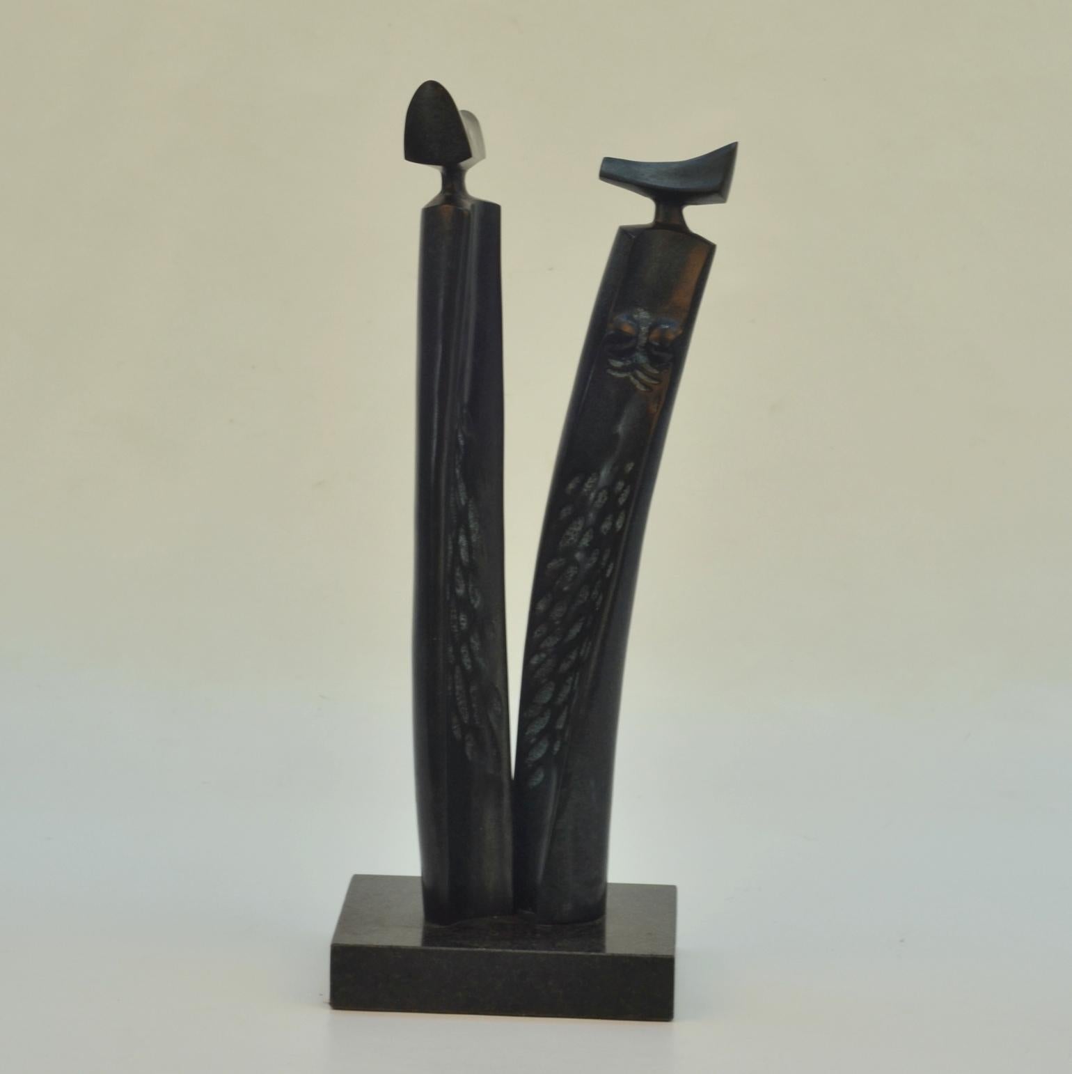 Bronze Sculpture of Elongated Male and Female on Marble Plinth In Excellent Condition For Sale In London, GB