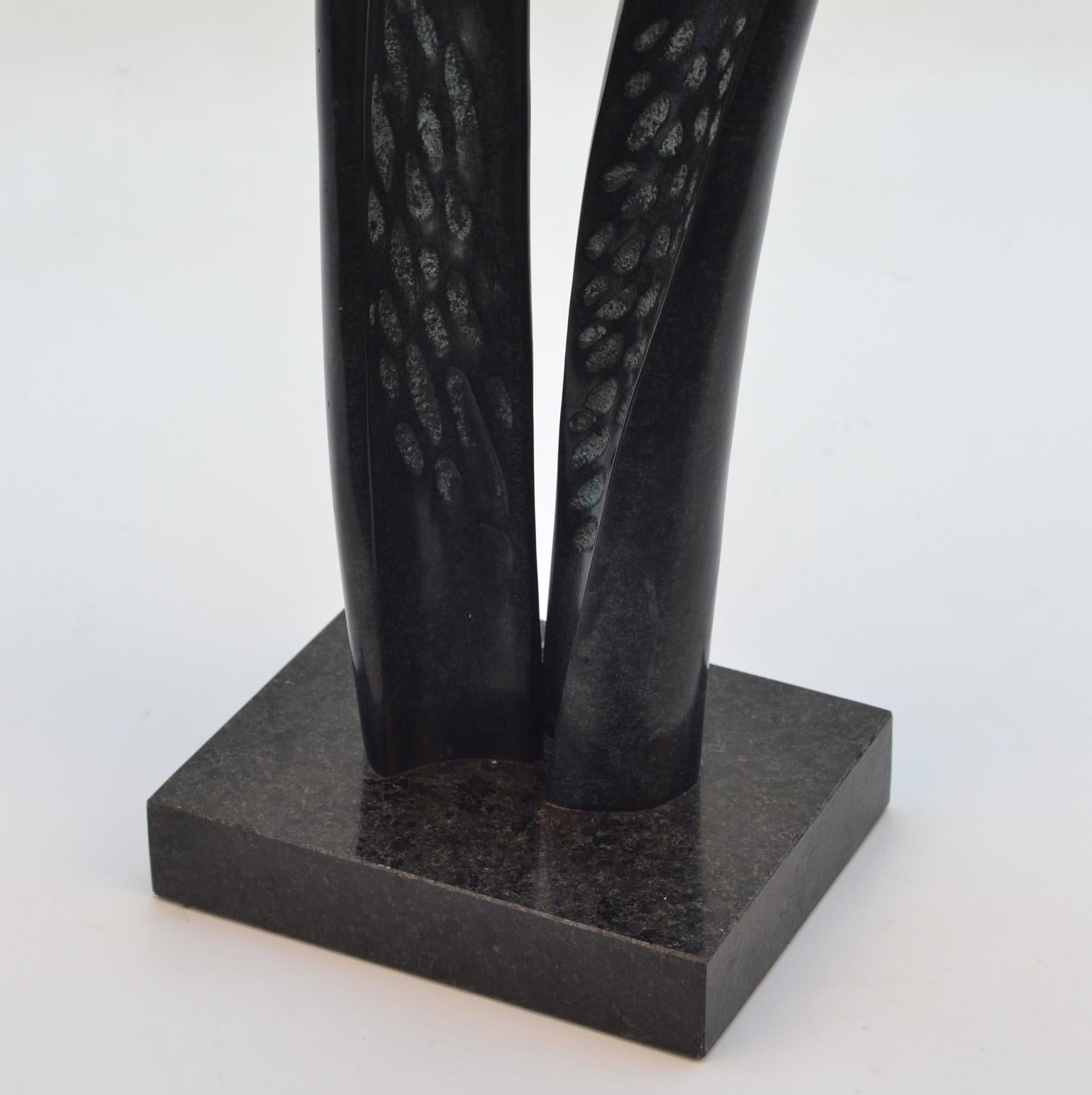 Bronze Sculpture of Elongated Male and Female on Marble Plinth For Sale 2